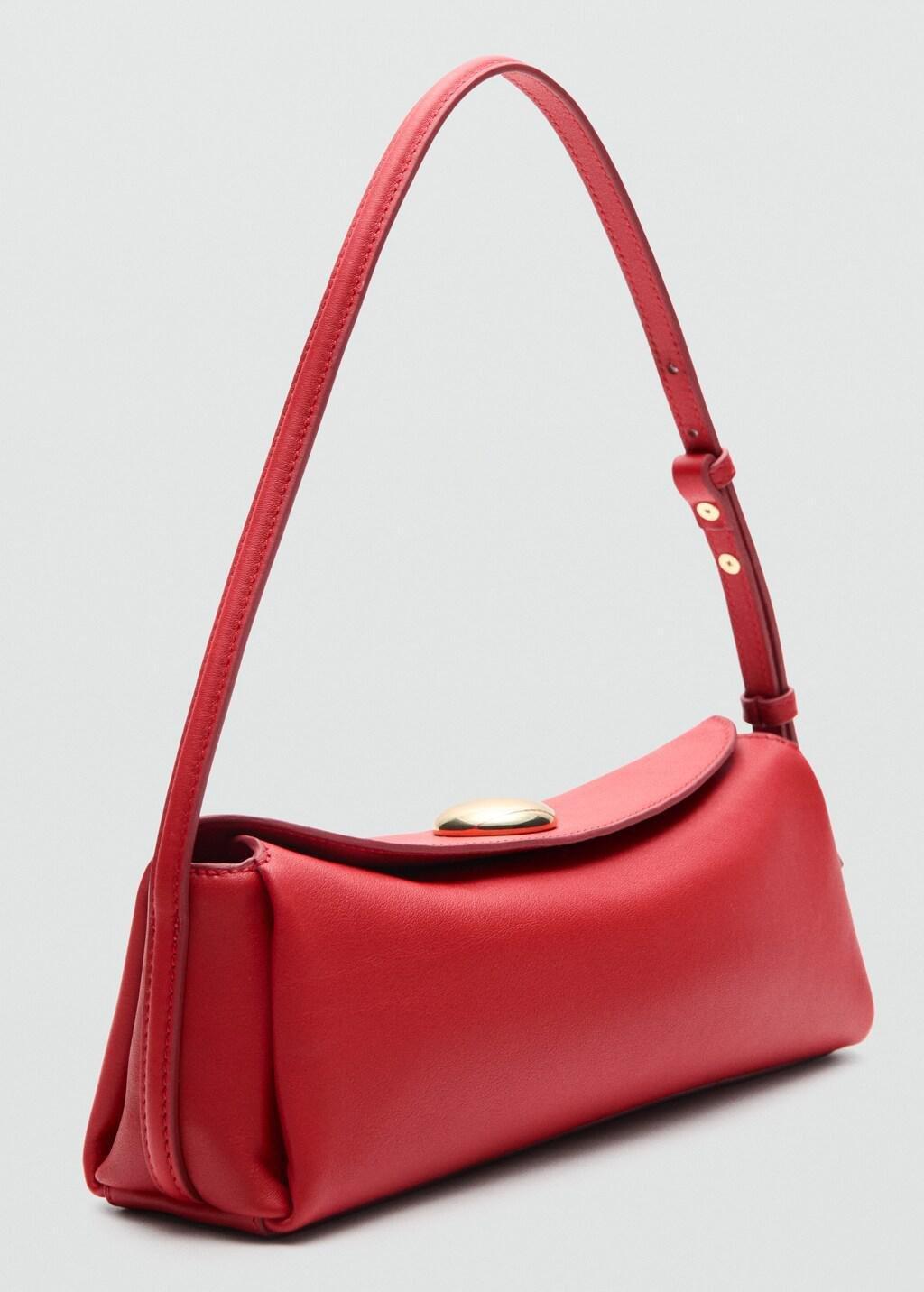 Red Leather Shoulder Bag With Metal Detail, 0201_70, medium