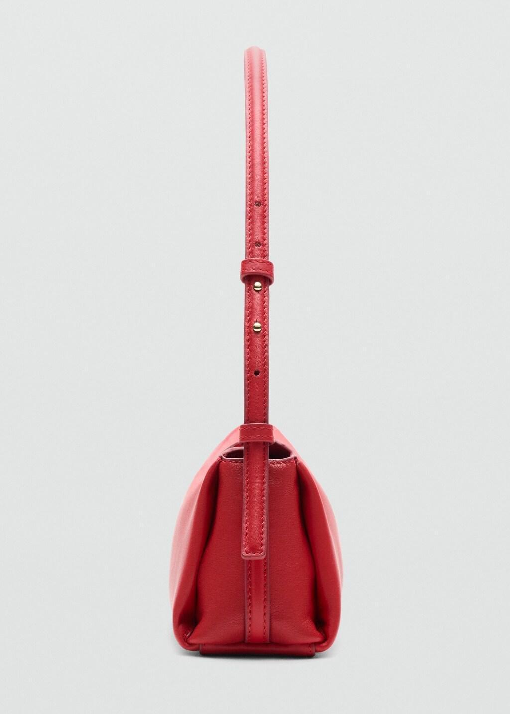 Red Leather Shoulder Bag With Metal Detail, 0201_70, large image number 2