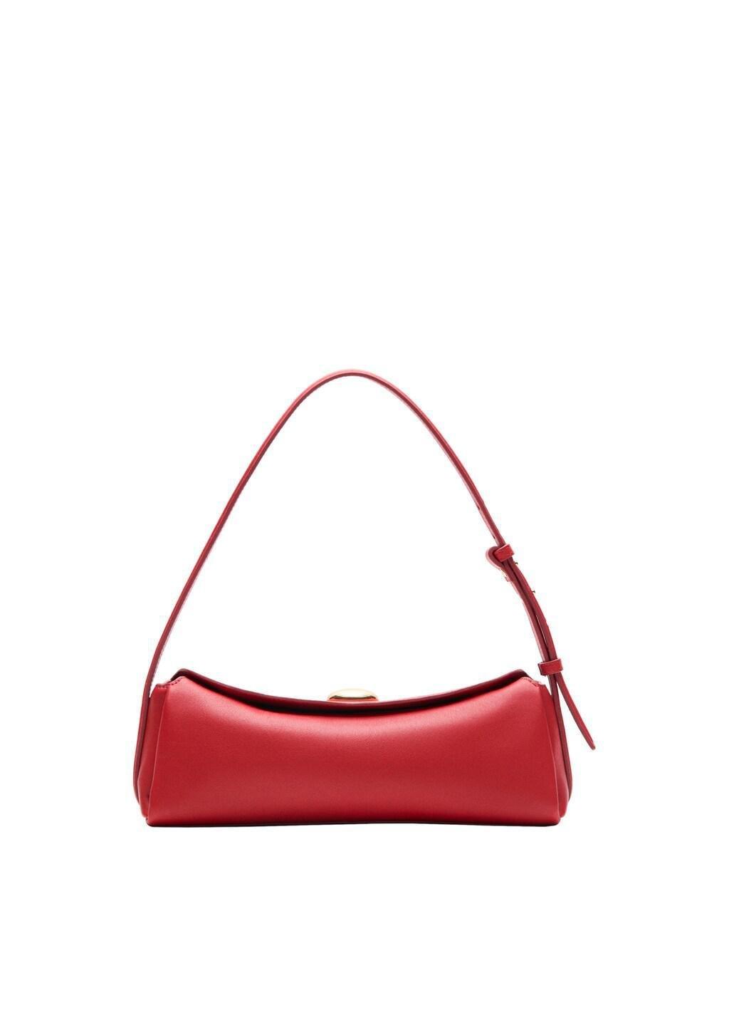 Red Leather Shoulder Bag With Metal Detail, 0201_70, large image number 3