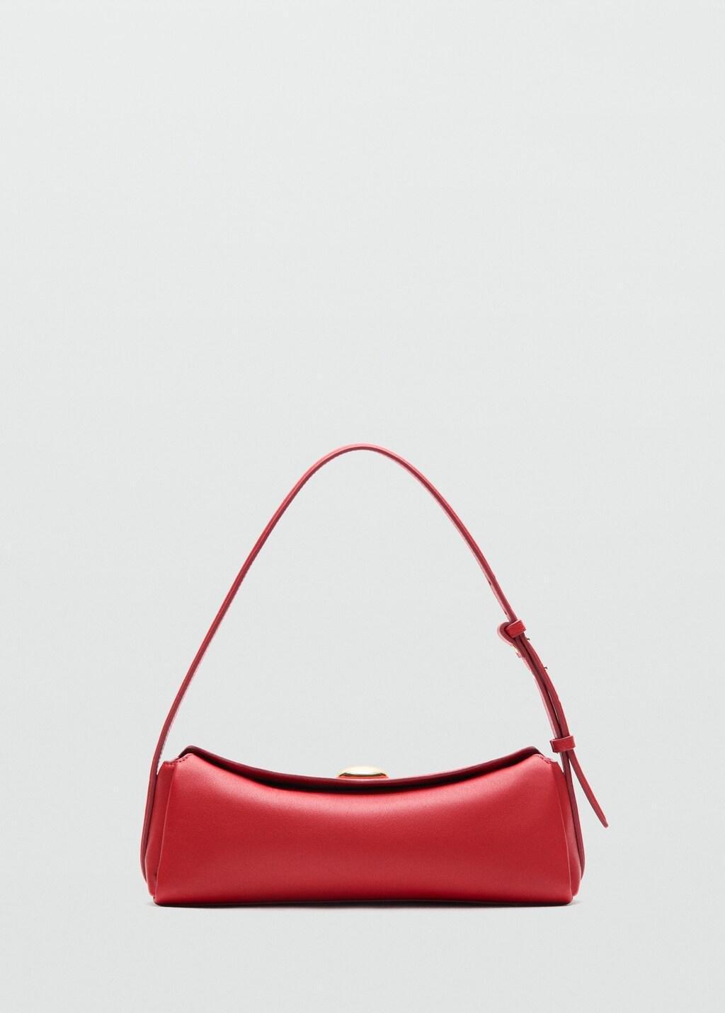 Red Leather Shoulder Bag With Metal Detail, Red, large image number 4
