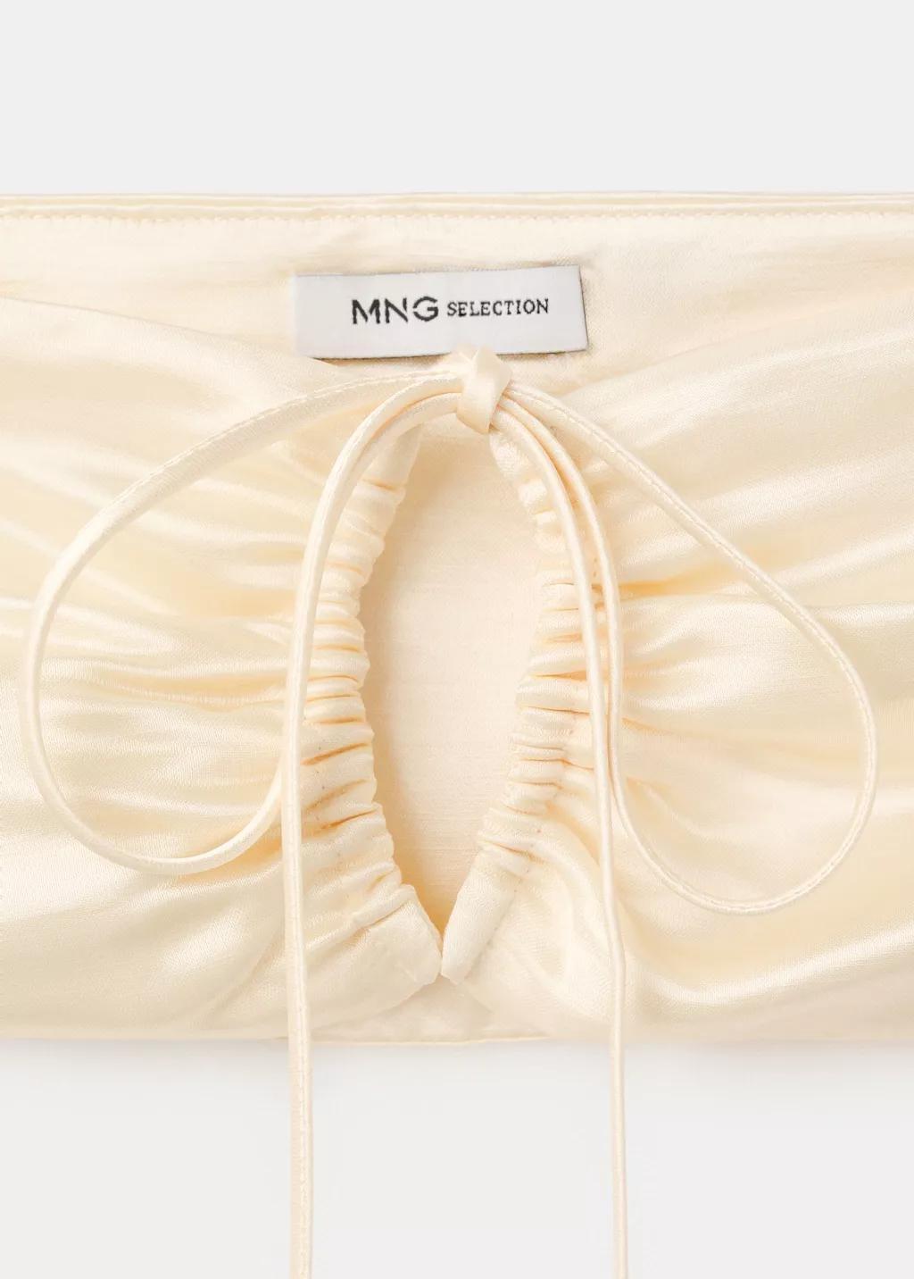 Beige Satin Bandeau Top, Light Beige, large image number 5