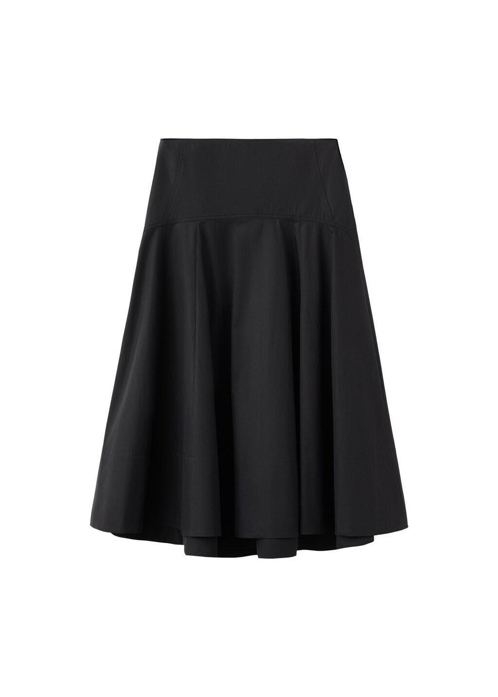 BLACK A-line skirt with seams, Black, large image number 5