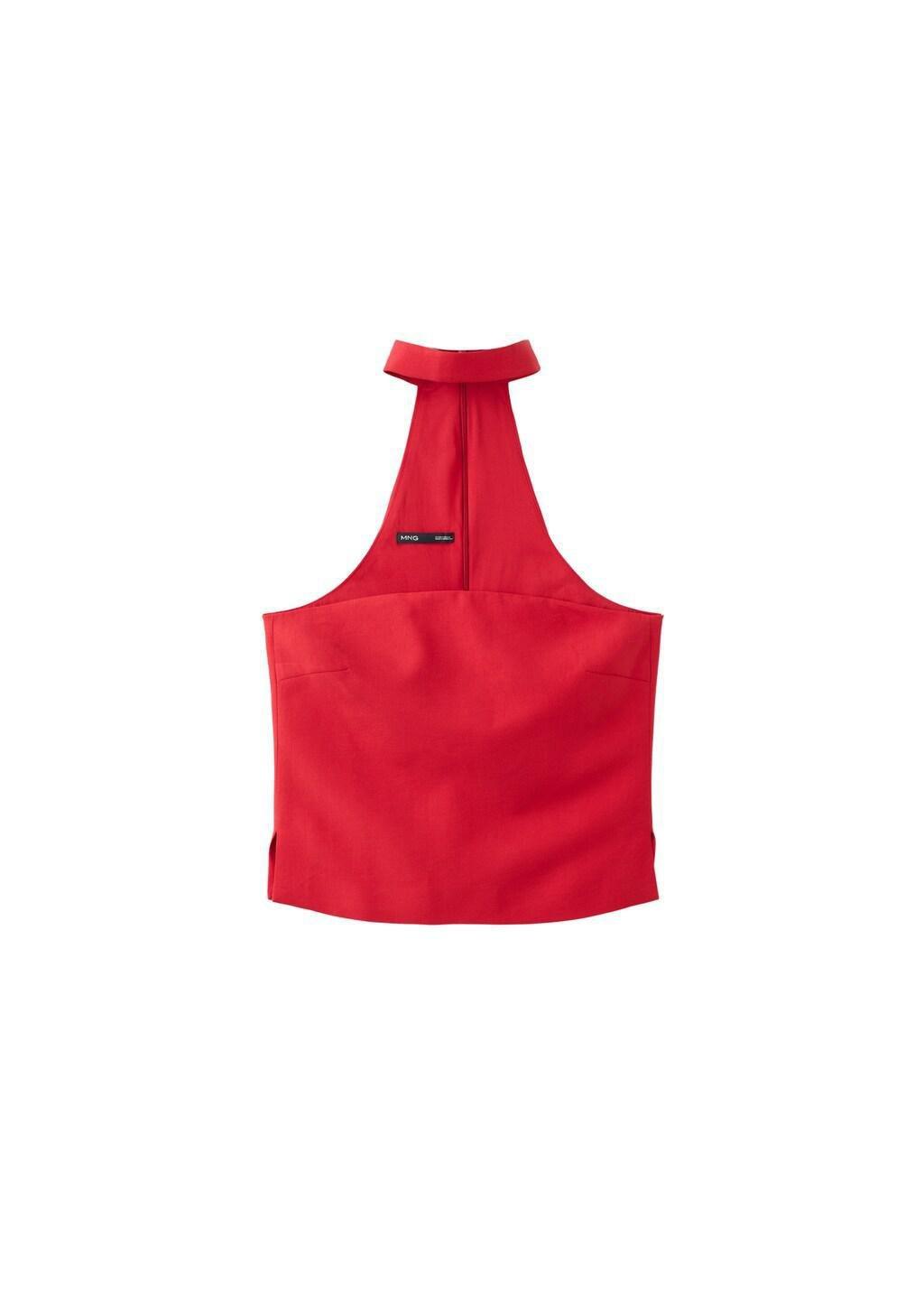 Red Lyocell Strap Neck Top, 0201_70, large image number 6