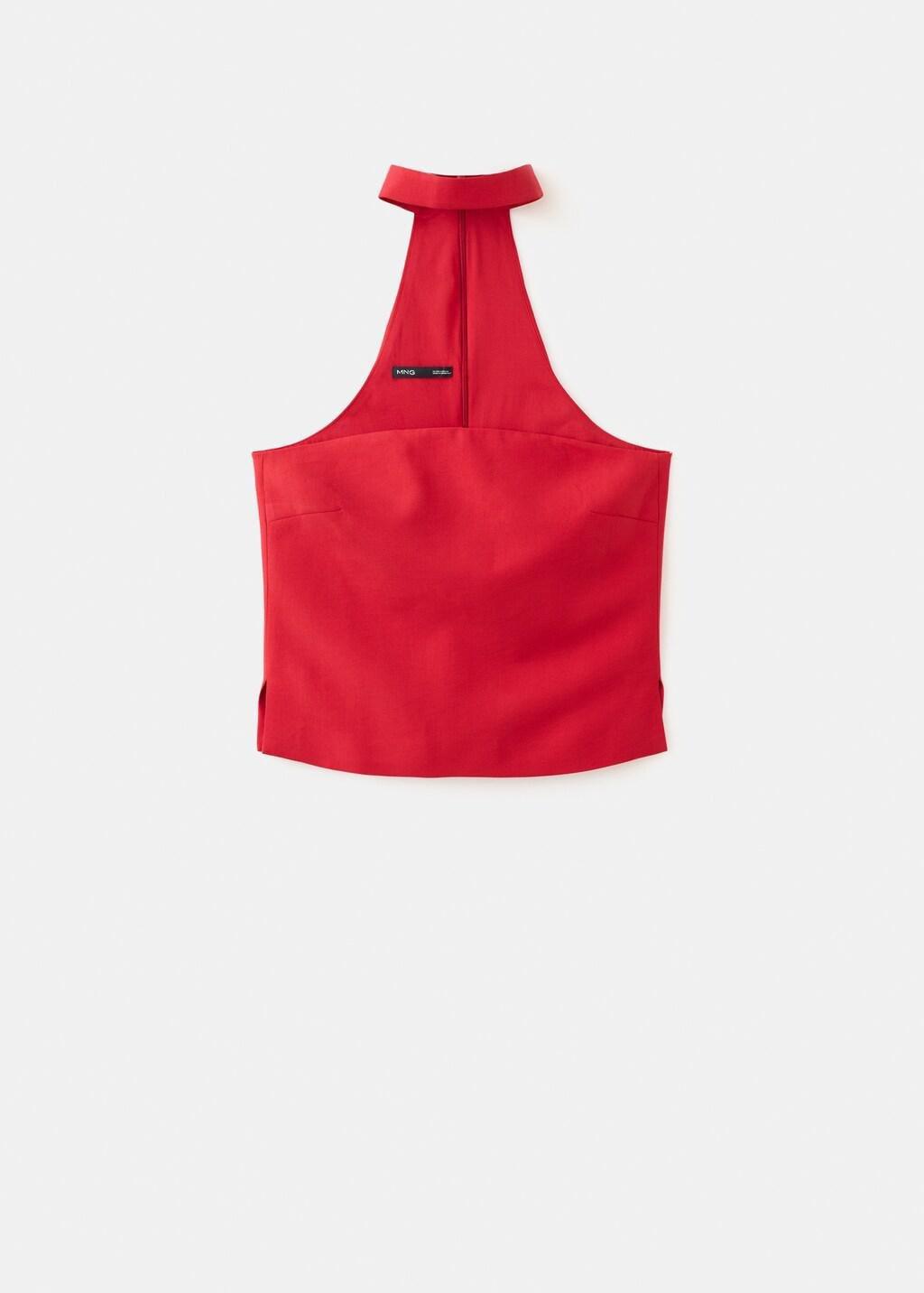 Red Lyocell Strap Neck Top, 0201_70, large image number 7