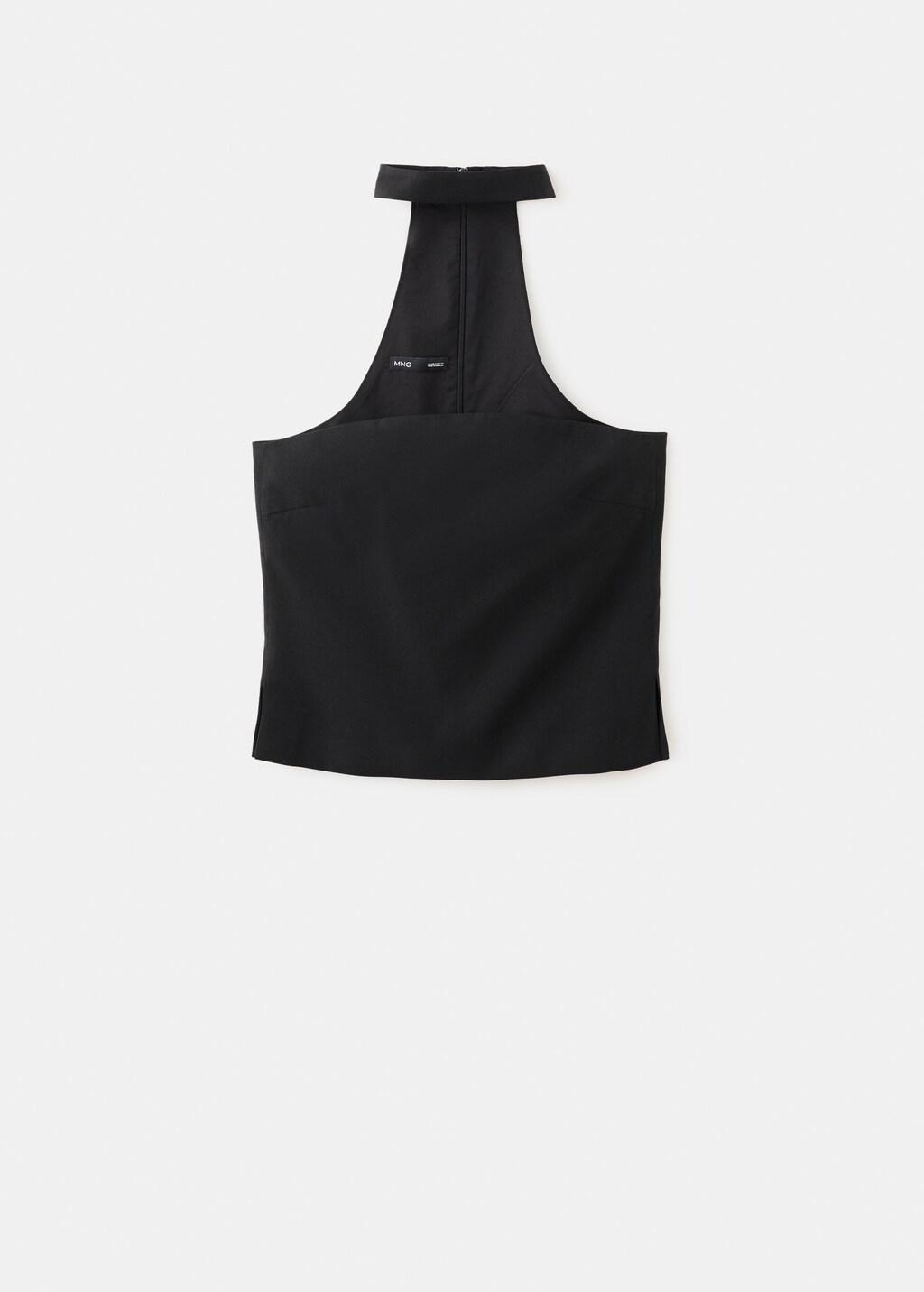 Black Lyocell Strap Neck Top, 0201_99, large image number 6