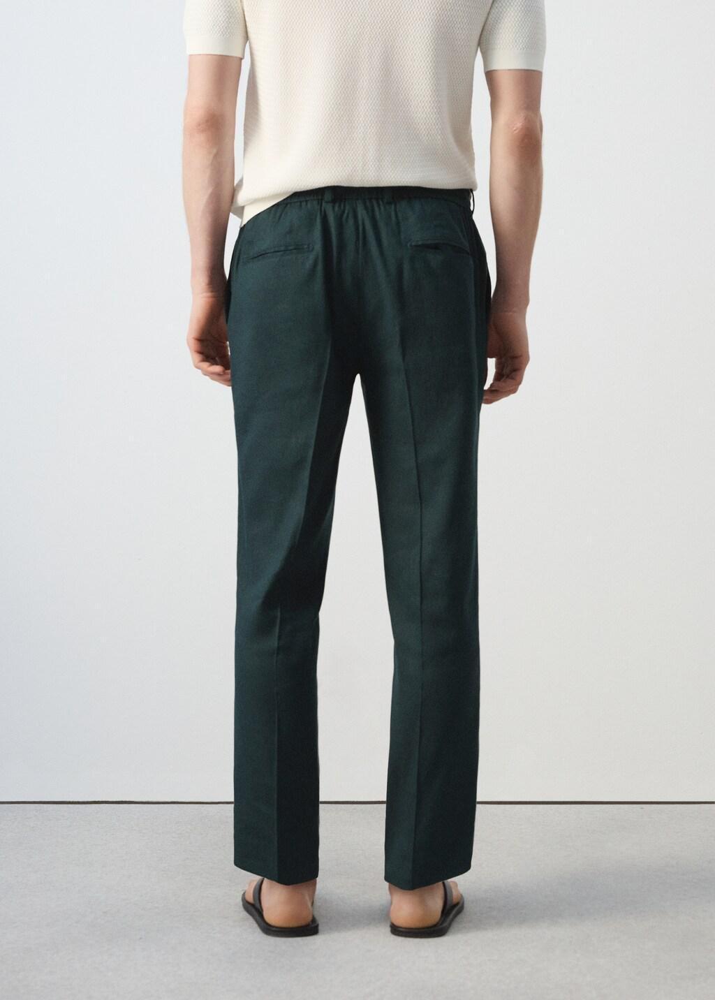 Green Slim-Fit Trousers With Drawstring, Dark Green, large image number 2