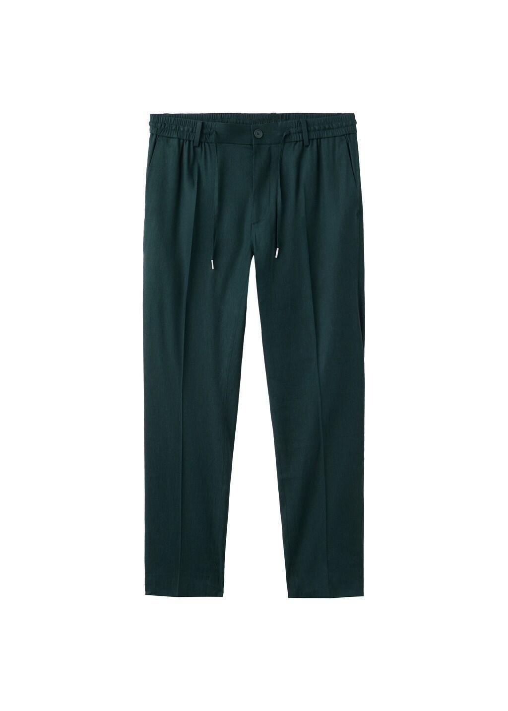 Green Slim-Fit Trousers With Drawstring, Dark Green, large image number 7