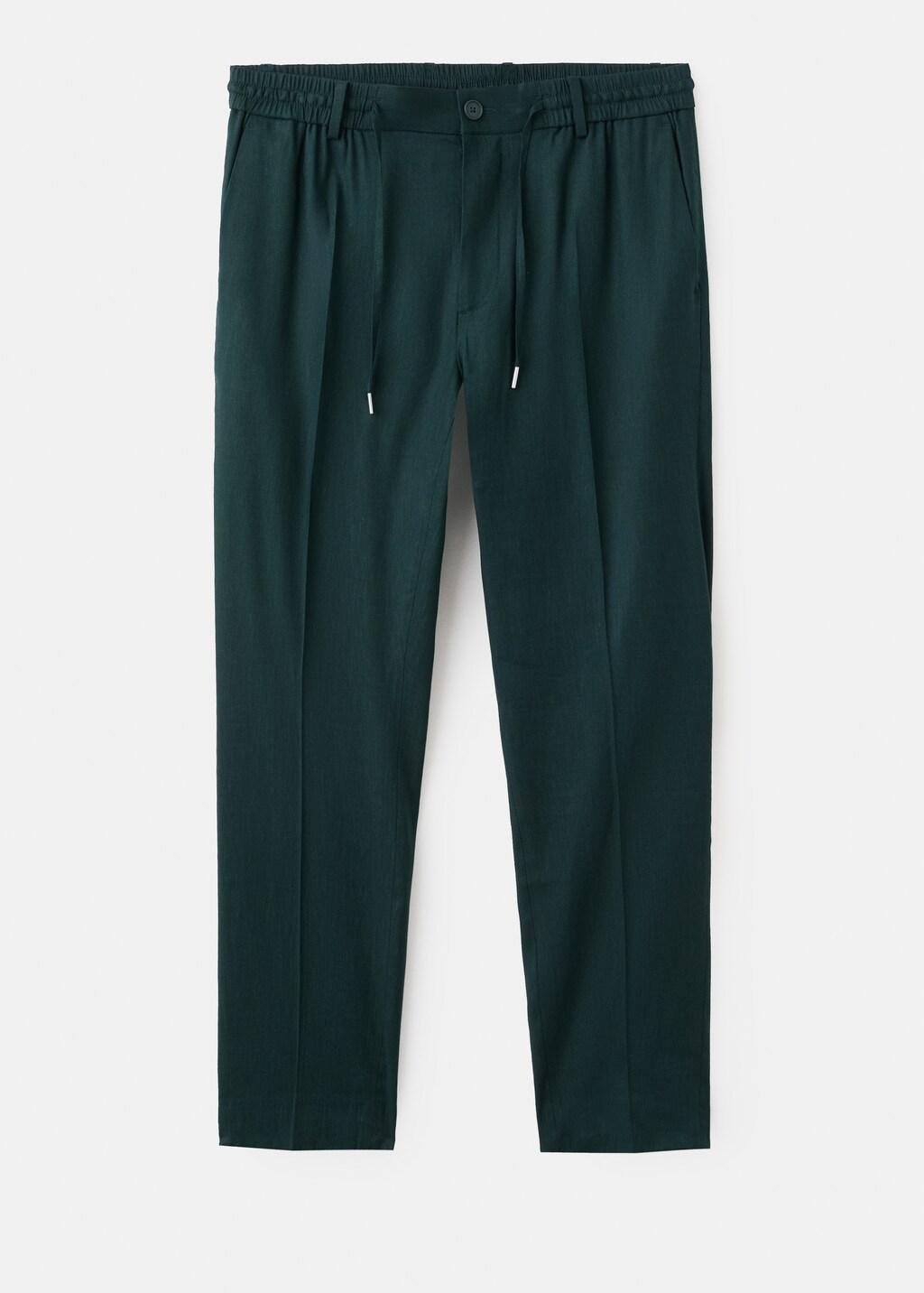 Green Slim-Fit Trousers With Drawstring, Dark Green, large image number 8
