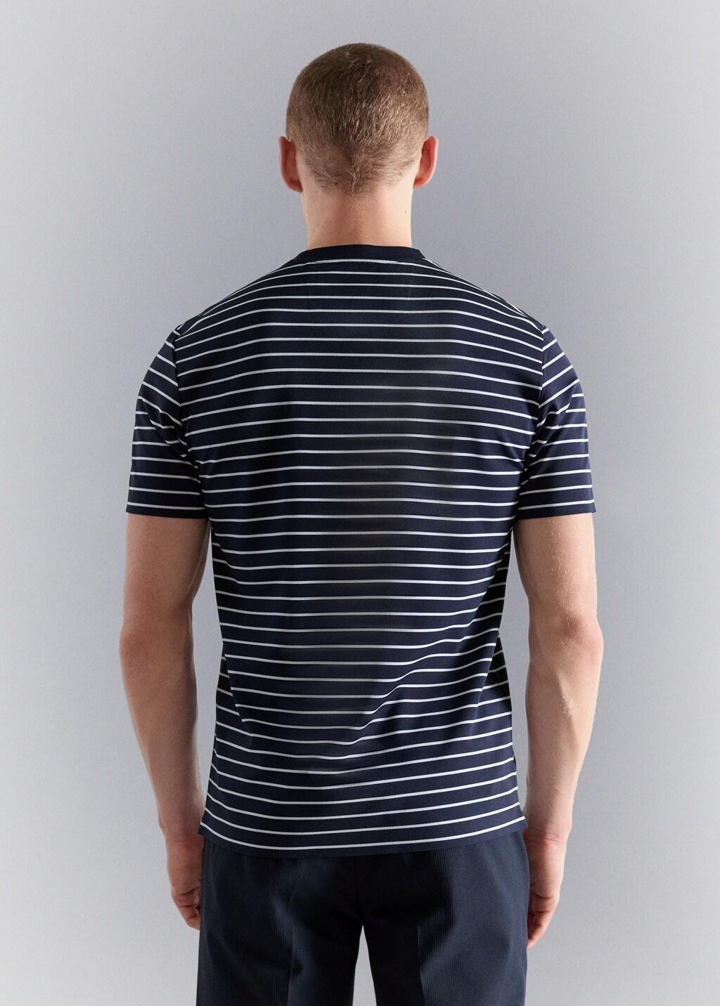 Navy Slim Fit Striped Coolmaxa T-Shirt, 0201_56, large image number 2