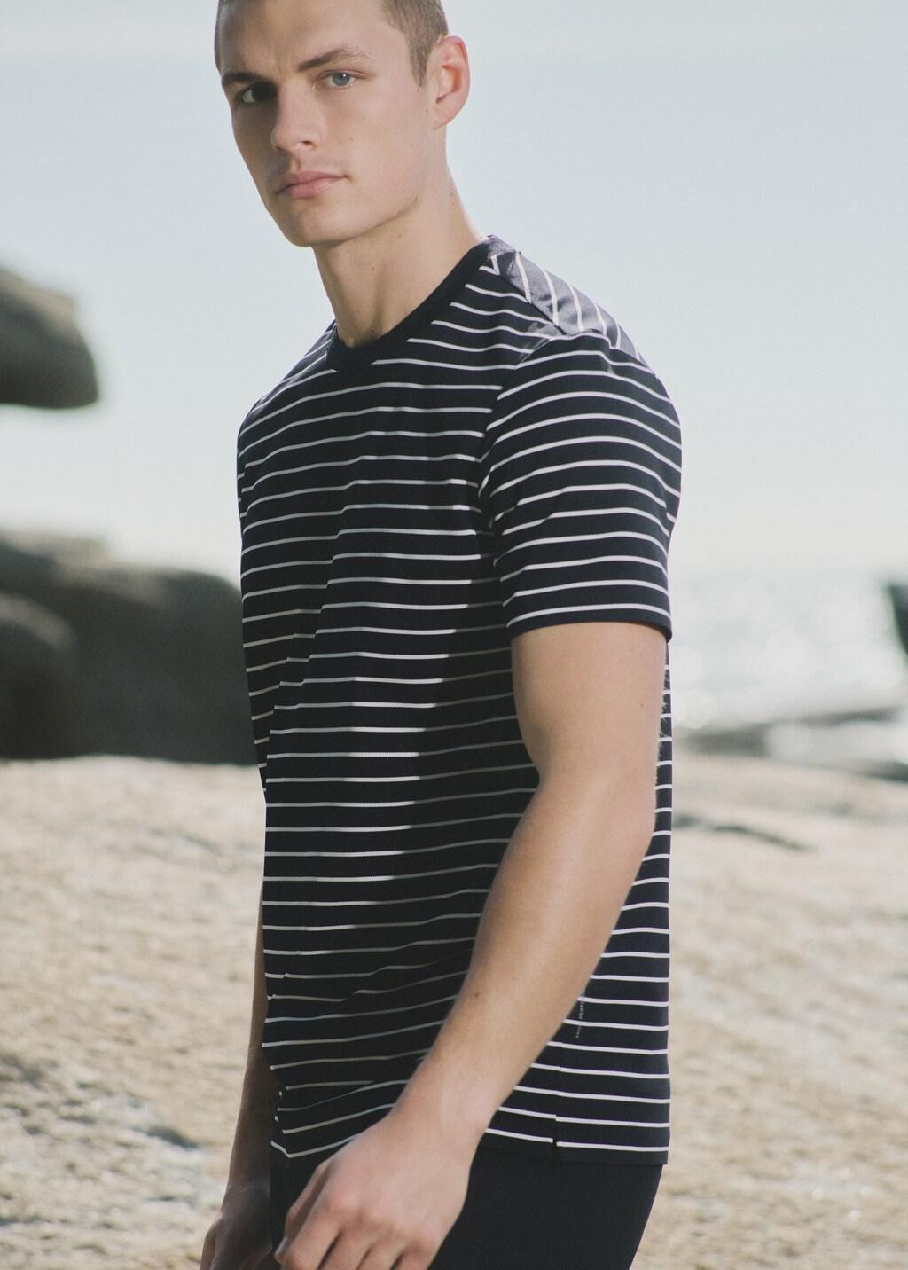 Navy Slim Fit Striped Coolmaxa T-Shirt, 0201_56, large image number 7