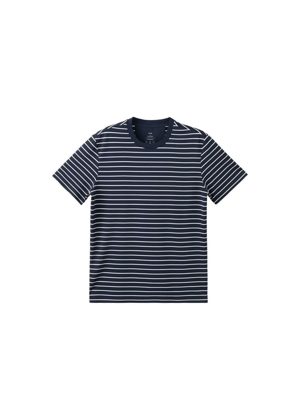 Navy Slim Fit Striped Coolmaxa T-Shirt, 0201_56, large image number 8