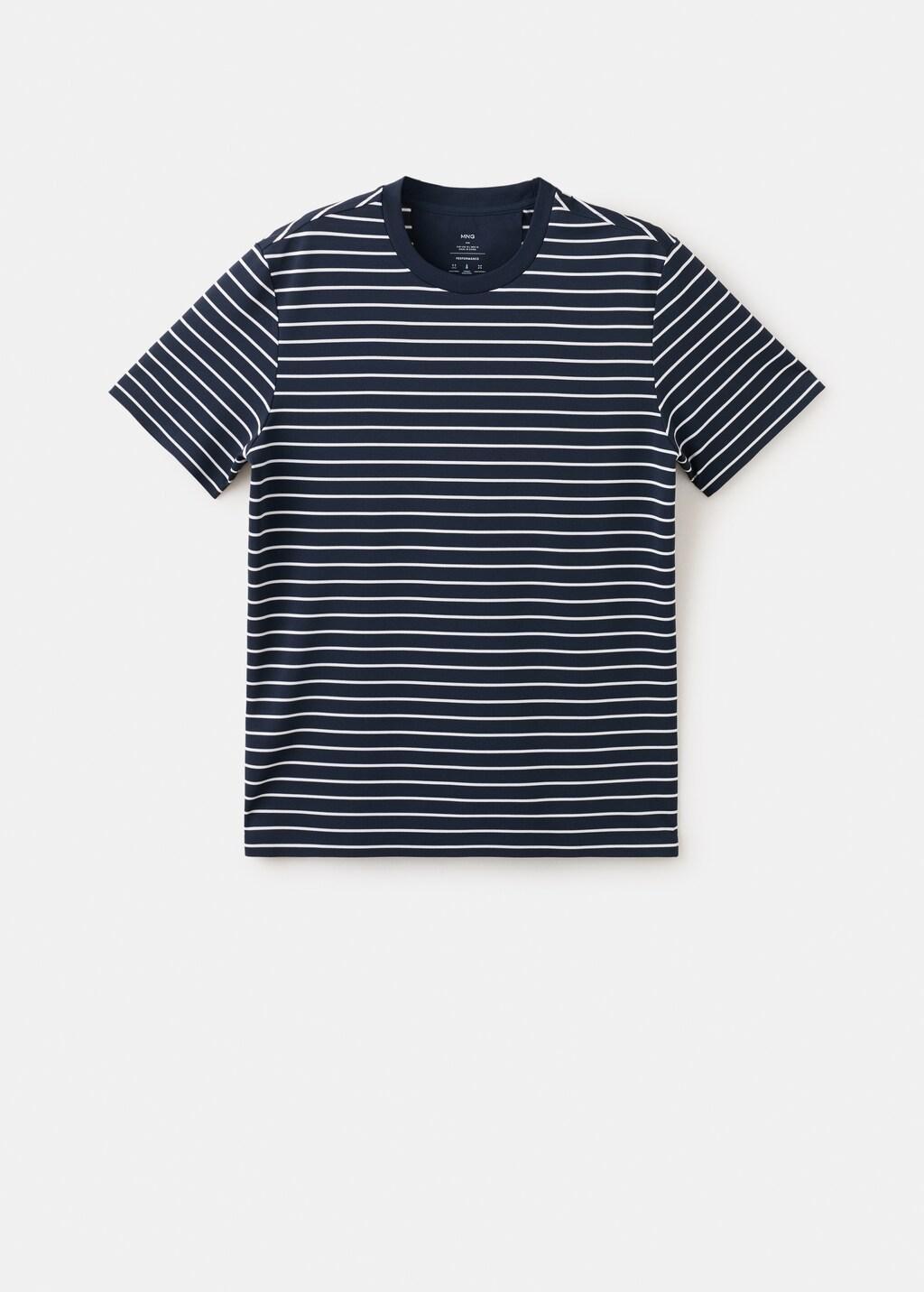 Navy Slim Fit Striped Coolmaxa T-Shirt, 0201_56, large image number 9