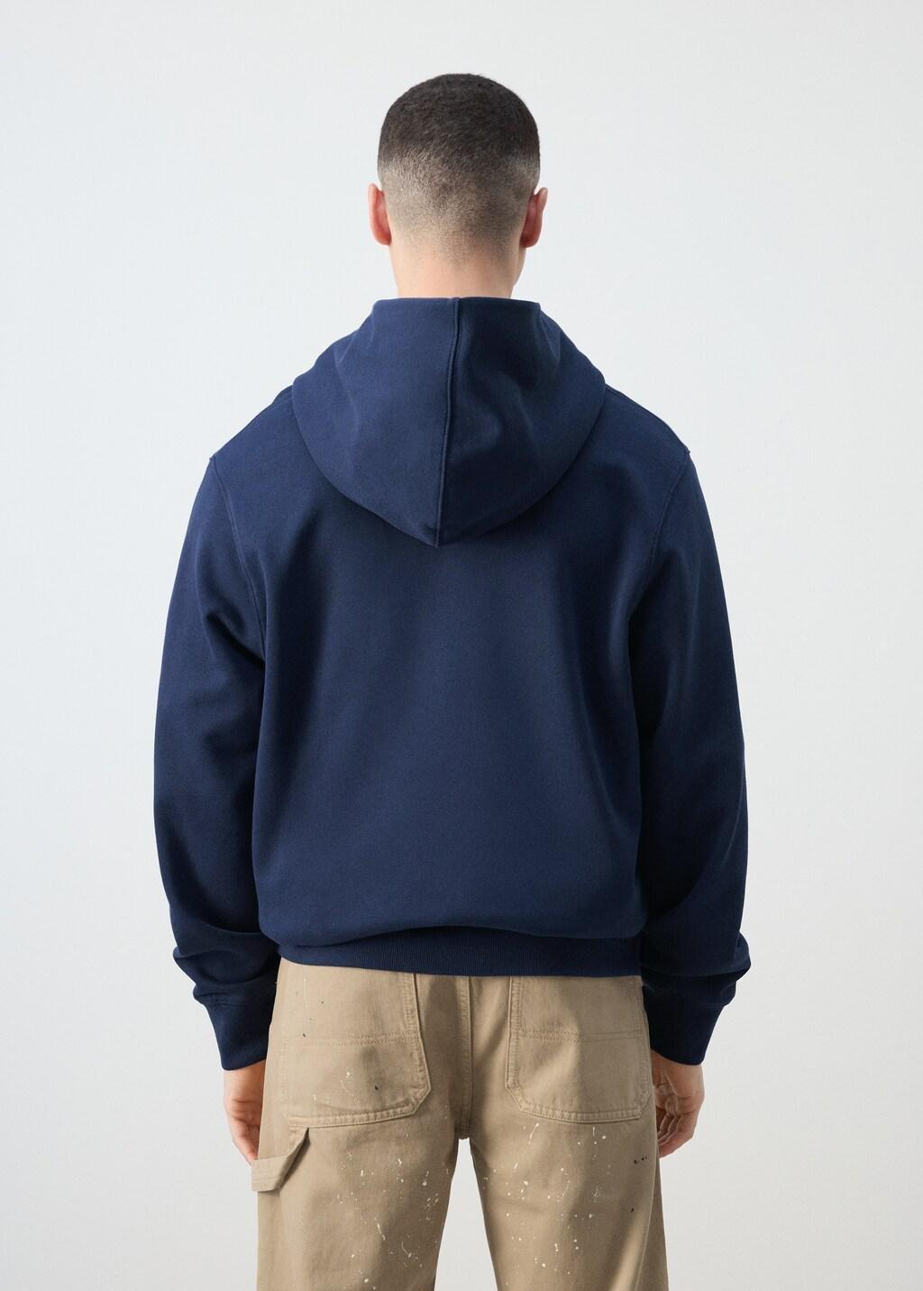 Blue Printed 100% Cotton Hooded Sweatshirt, Medium Blue, large image number 2