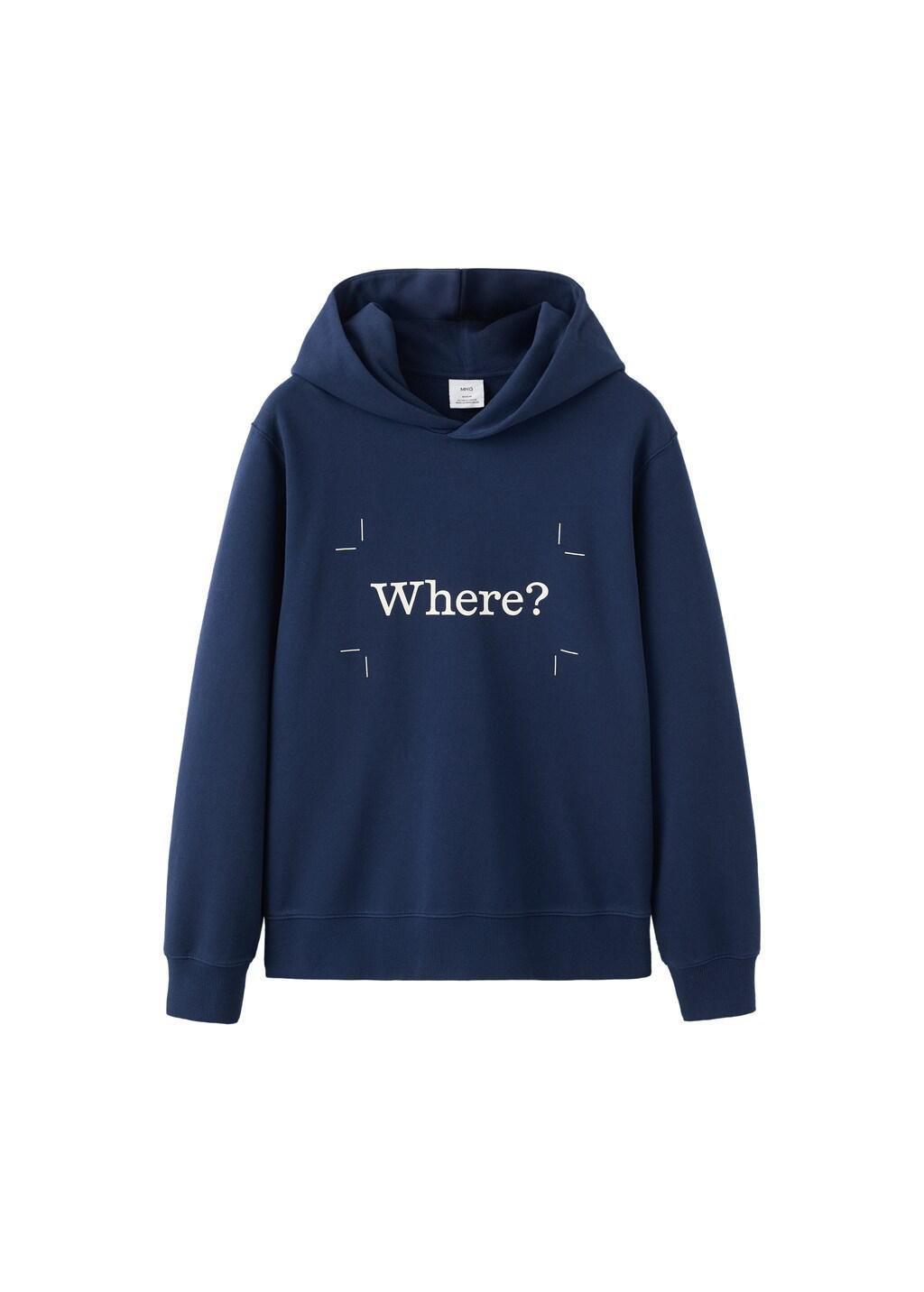 Blue Printed 100% Cotton Hooded Sweatshirt, Medium Blue, large image number 8