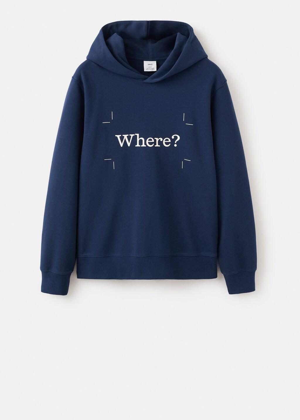 Blue Printed 100% Cotton Hooded Sweatshirt, Medium Blue, large image number 9