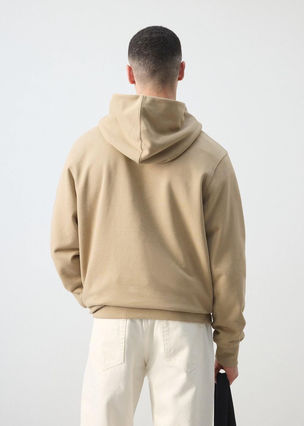 Beige Printed 100% Cotton Hooded Sweatshirt, 0201_08, large image number 2