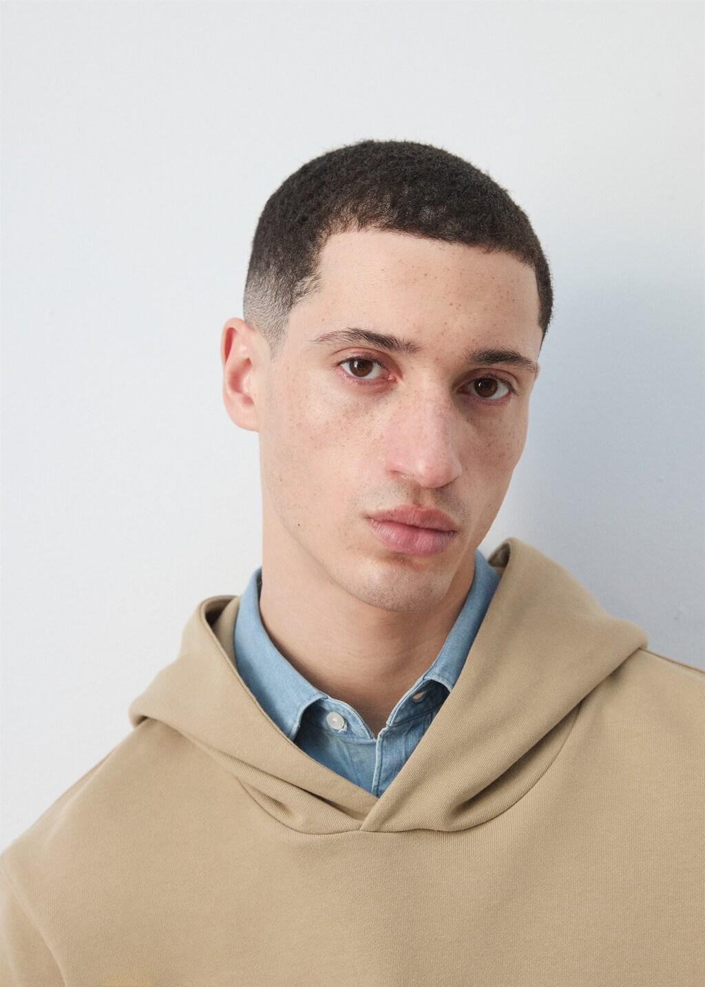 Beige Printed 100% Cotton Hooded Sweatshirt, 0201_08, large image number 4