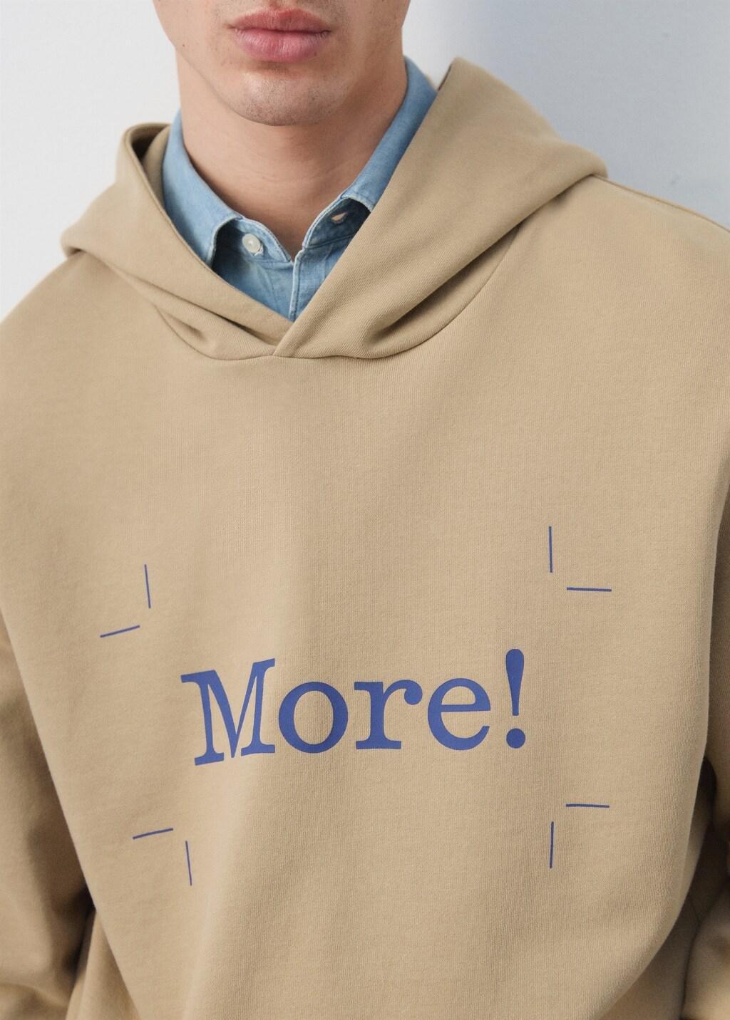 Beige Printed 100% Cotton Hooded Sweatshirt, 0201_08, large image number 6