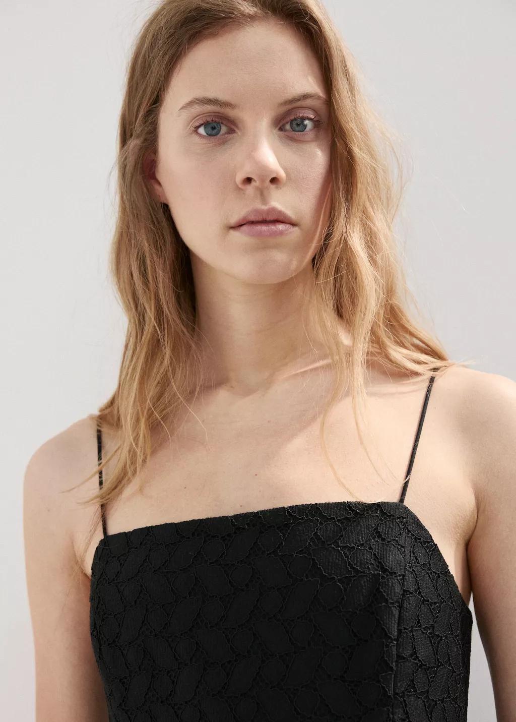 Black Midi Dress With Broderie Anglaise Embroidery, 0201_99, large image number 4