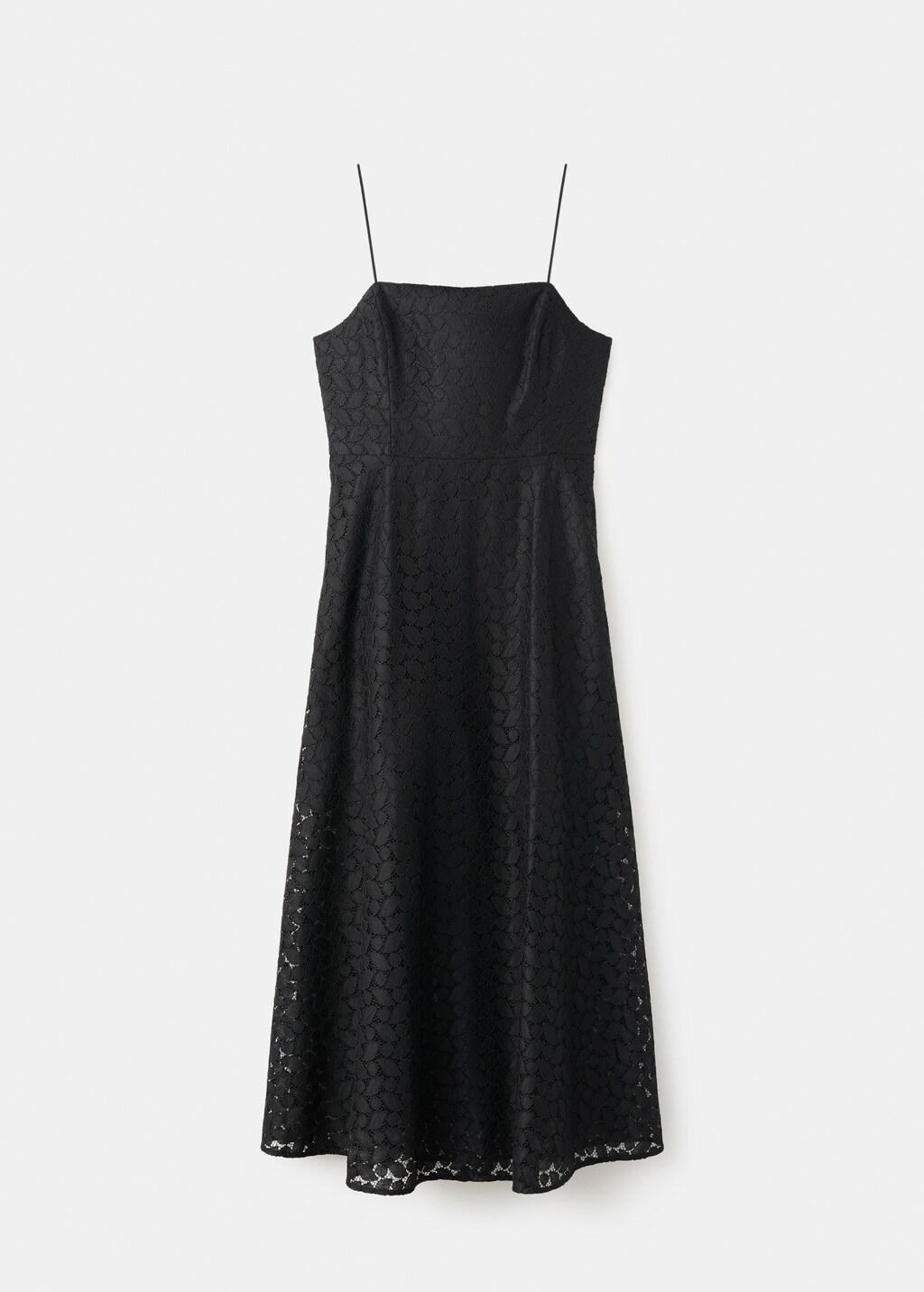 Black Midi Dress With Broderie Anglaise Embroidery, 0201_99, large image number 7