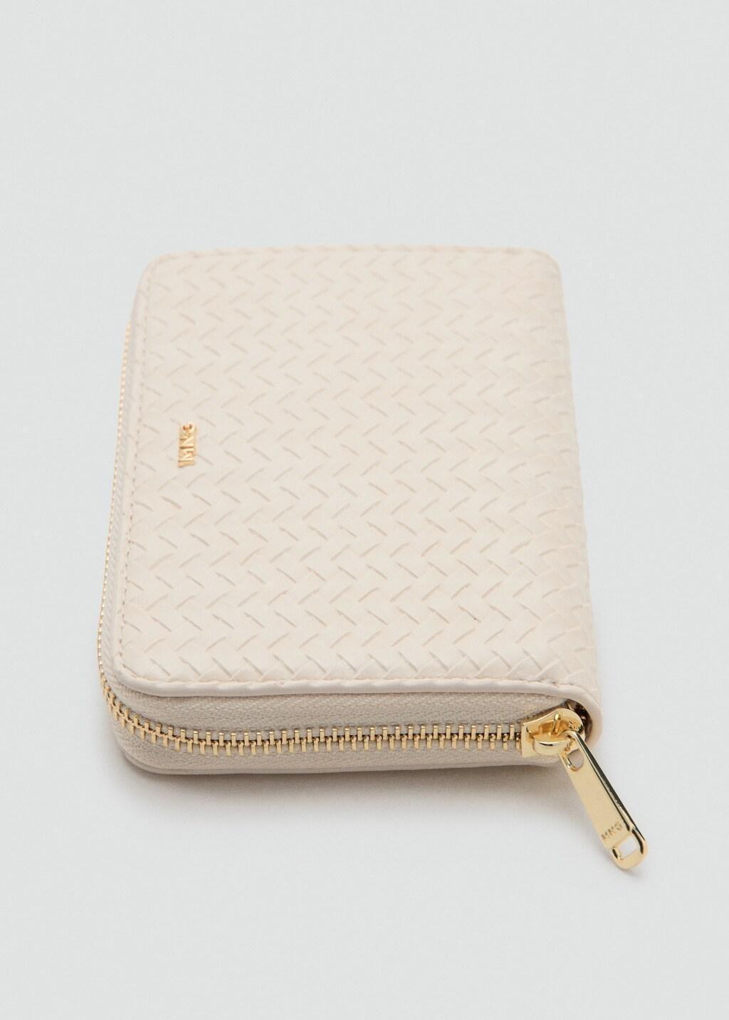 White Braided Wallet, Natural White, large image number 1