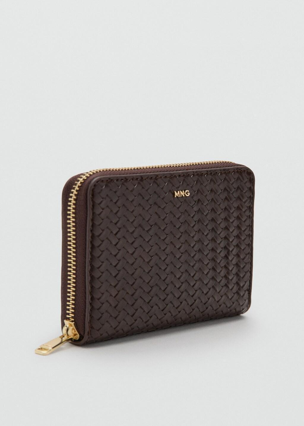 Brown Medium Braided Wallet, Dark Brown, large image number 0