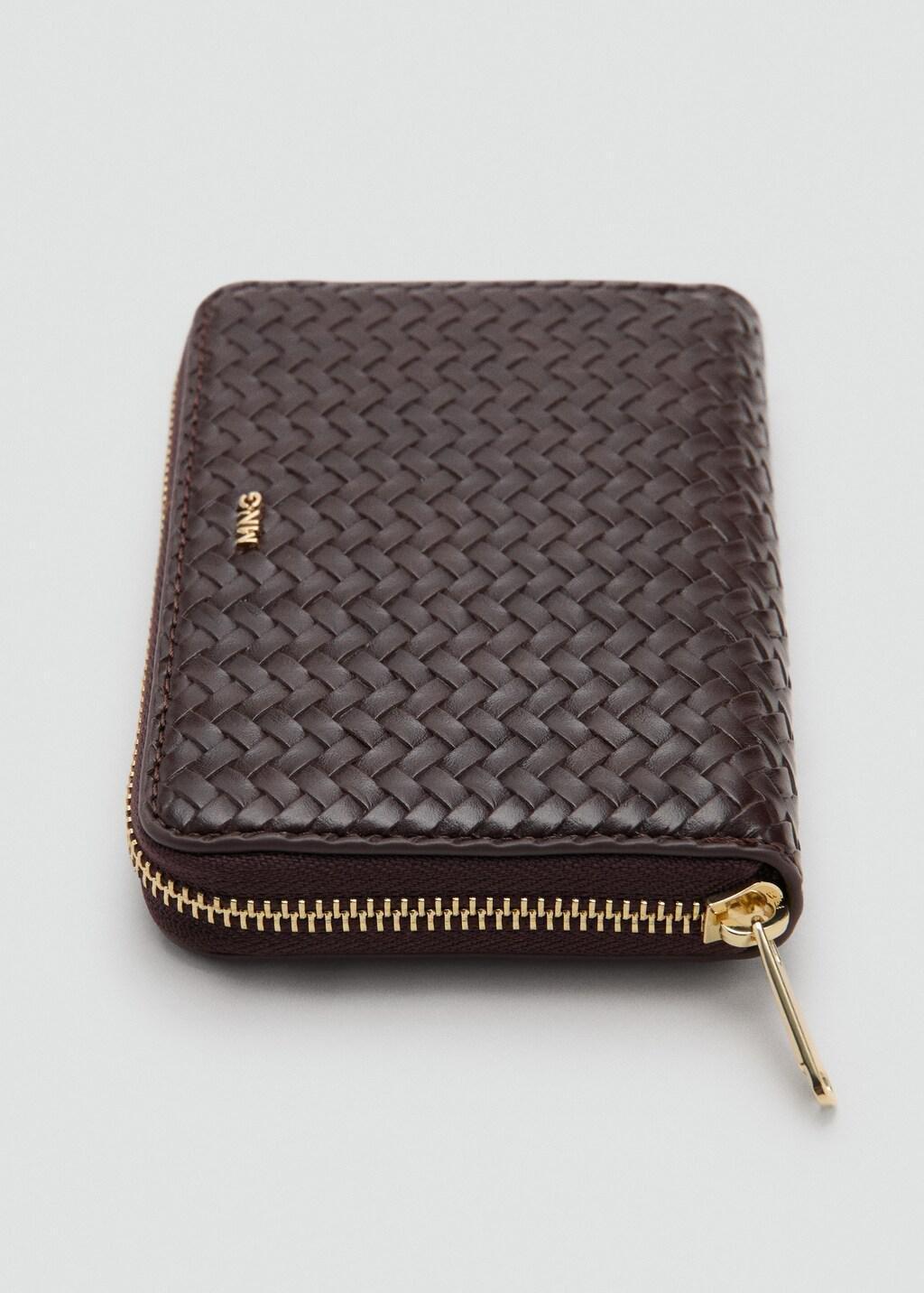 Brown Medium Braided Wallet, Dark Brown, large image number 1