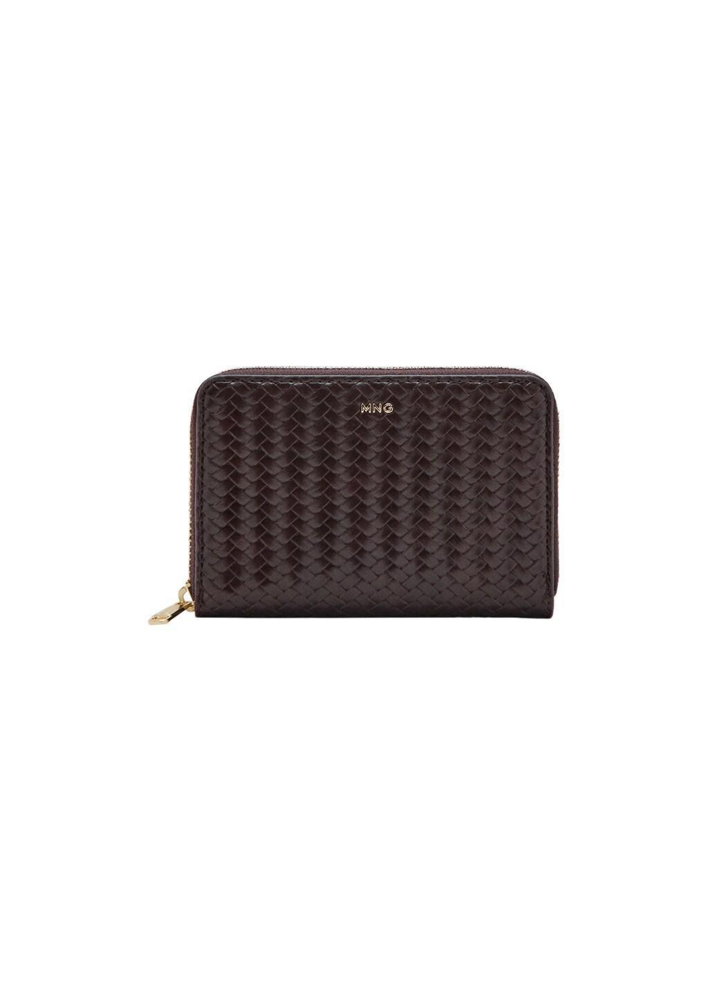 Brown Medium Braided Wallet, Dark Brown, large image number 2