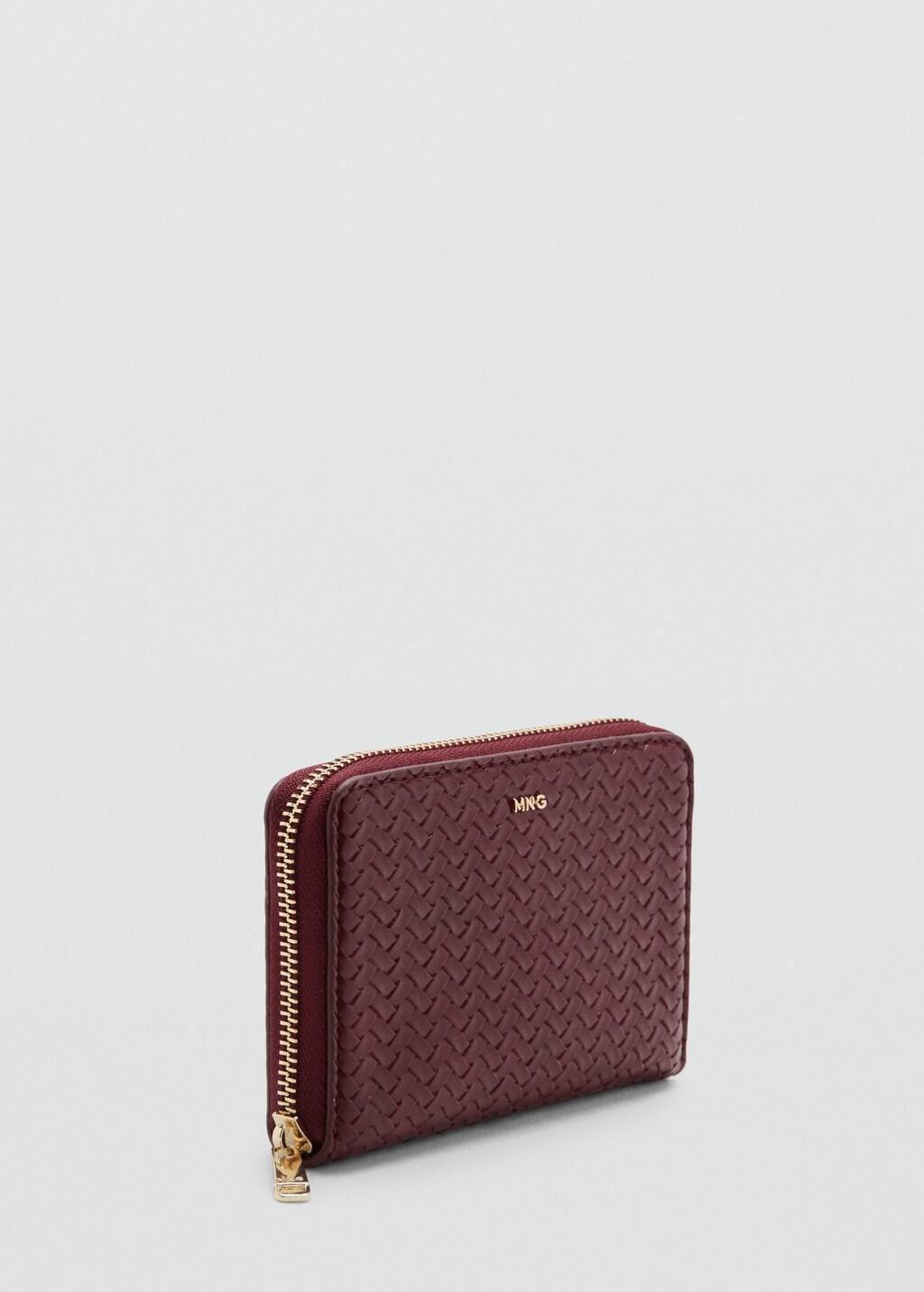 Red Medium Braided Wallet, Dark Red, large image number 0