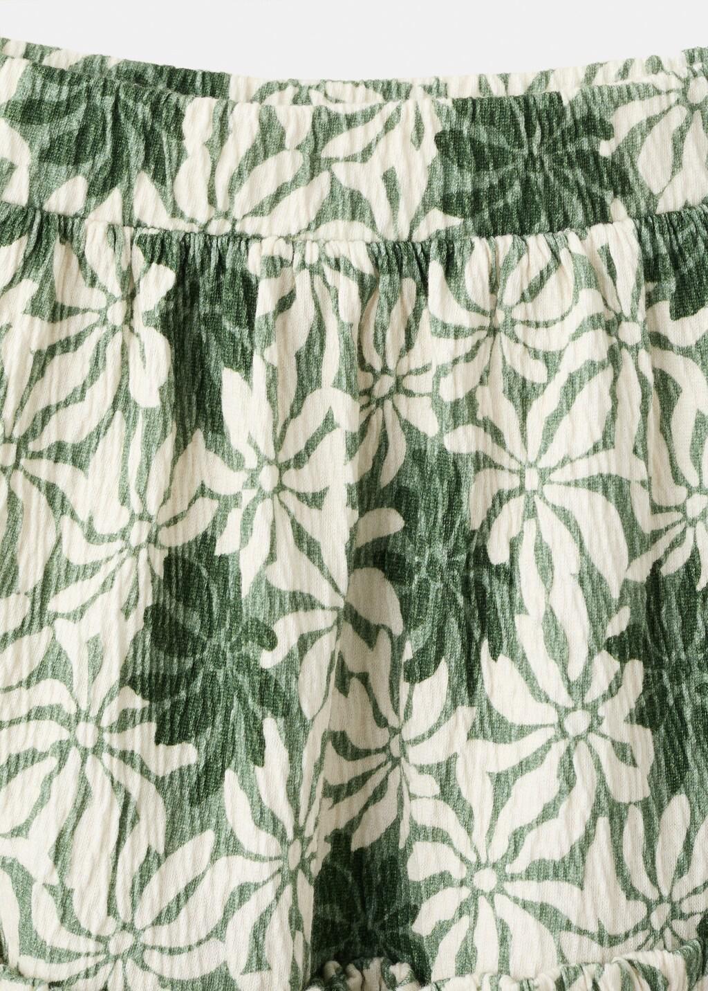 Green Floral Print Skirt, Kids Girl, Green, large image number 0