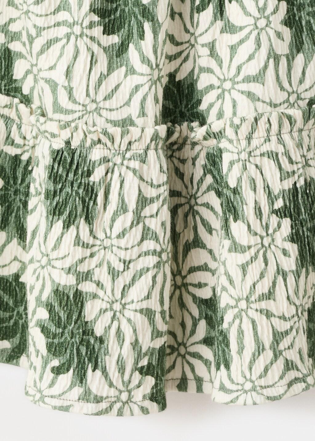 Green Floral Print Skirt, Kids Girl, Green, large image number 3