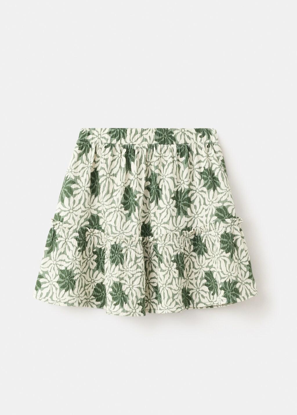Green Floral Print Skirt, Kids Girl, Green, large image number 5
