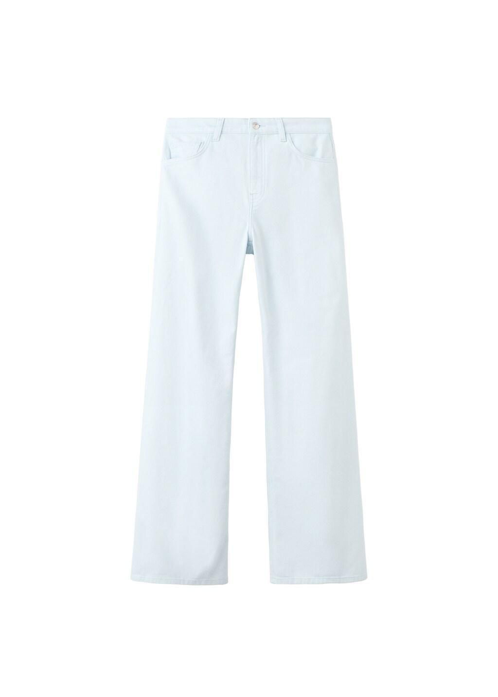 Blue Wide Leg Mid-Rise Jeans, Light-Pastel Blue, large image number 5