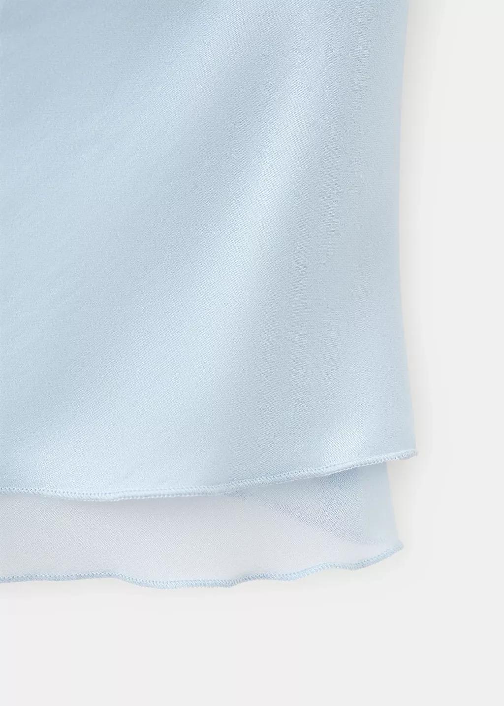 Blue Strapless Top With Ruffles, Light-Pastel Blue, large image number 1
