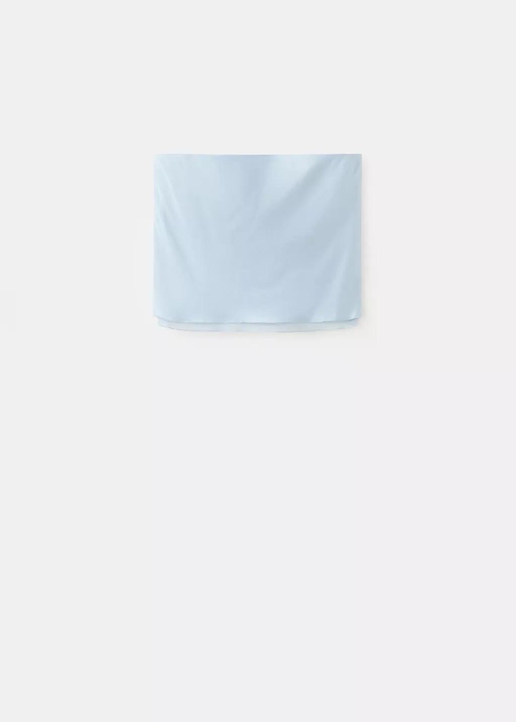 Blue Strapless Top With Ruffles, Light-Pastel Blue, large image number 7