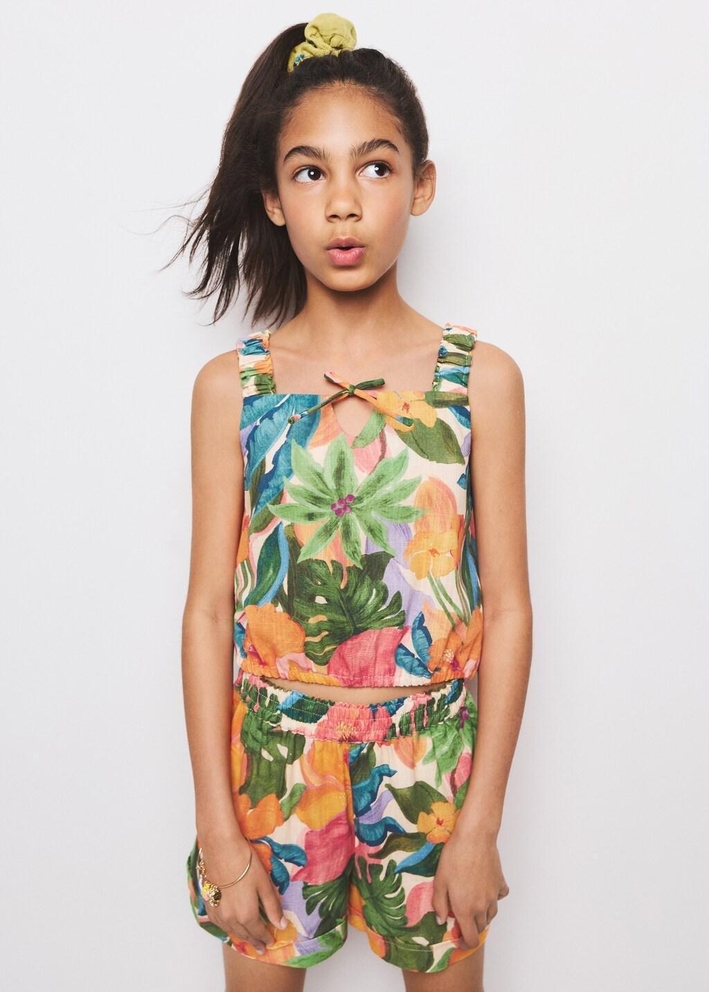 ORANGE Tropical print blouse, Kids Girl, Orange, large image number 3