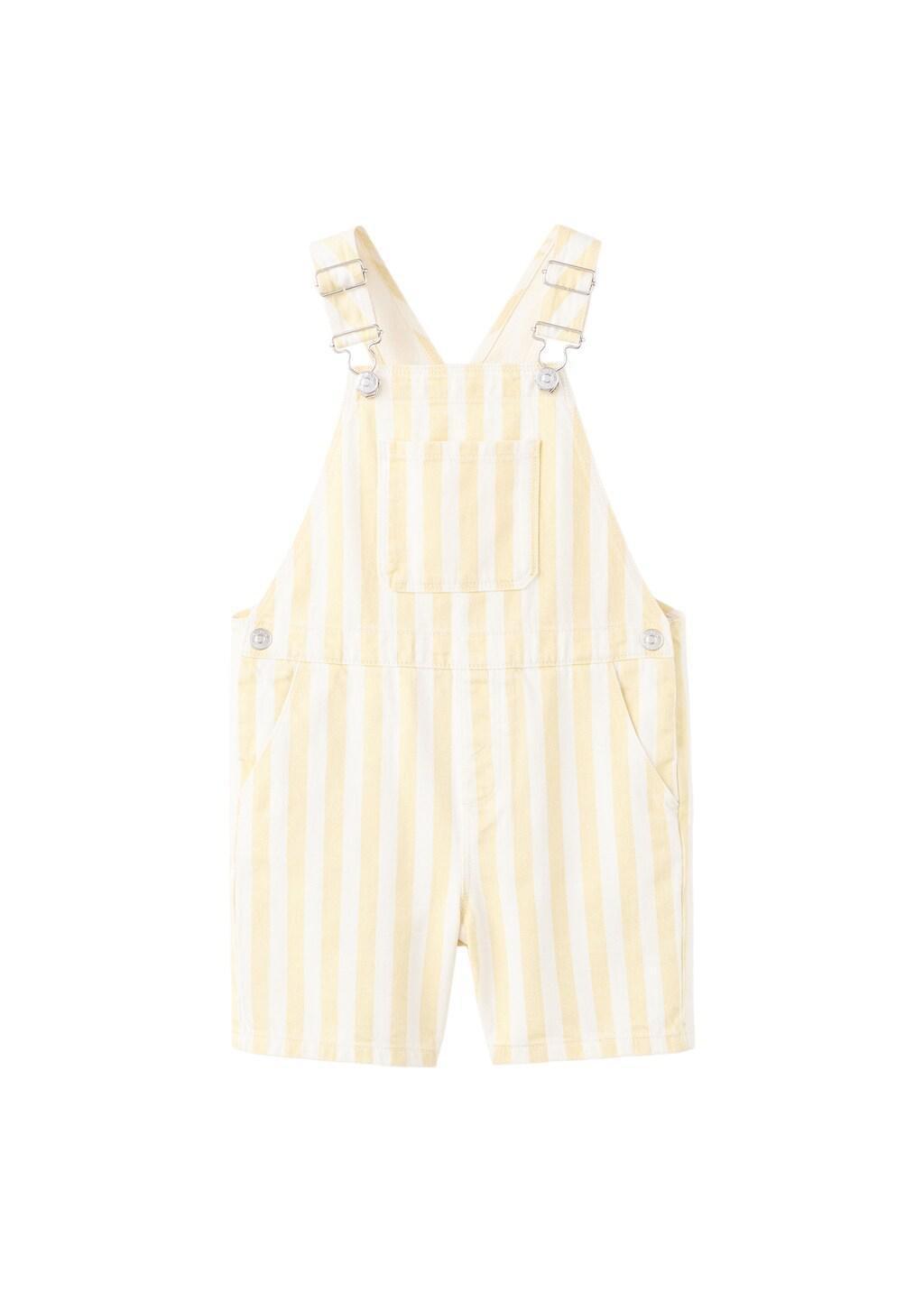 Yellow Denim Dungarees Stripes, Baby Boy, Yellow, large image number 4