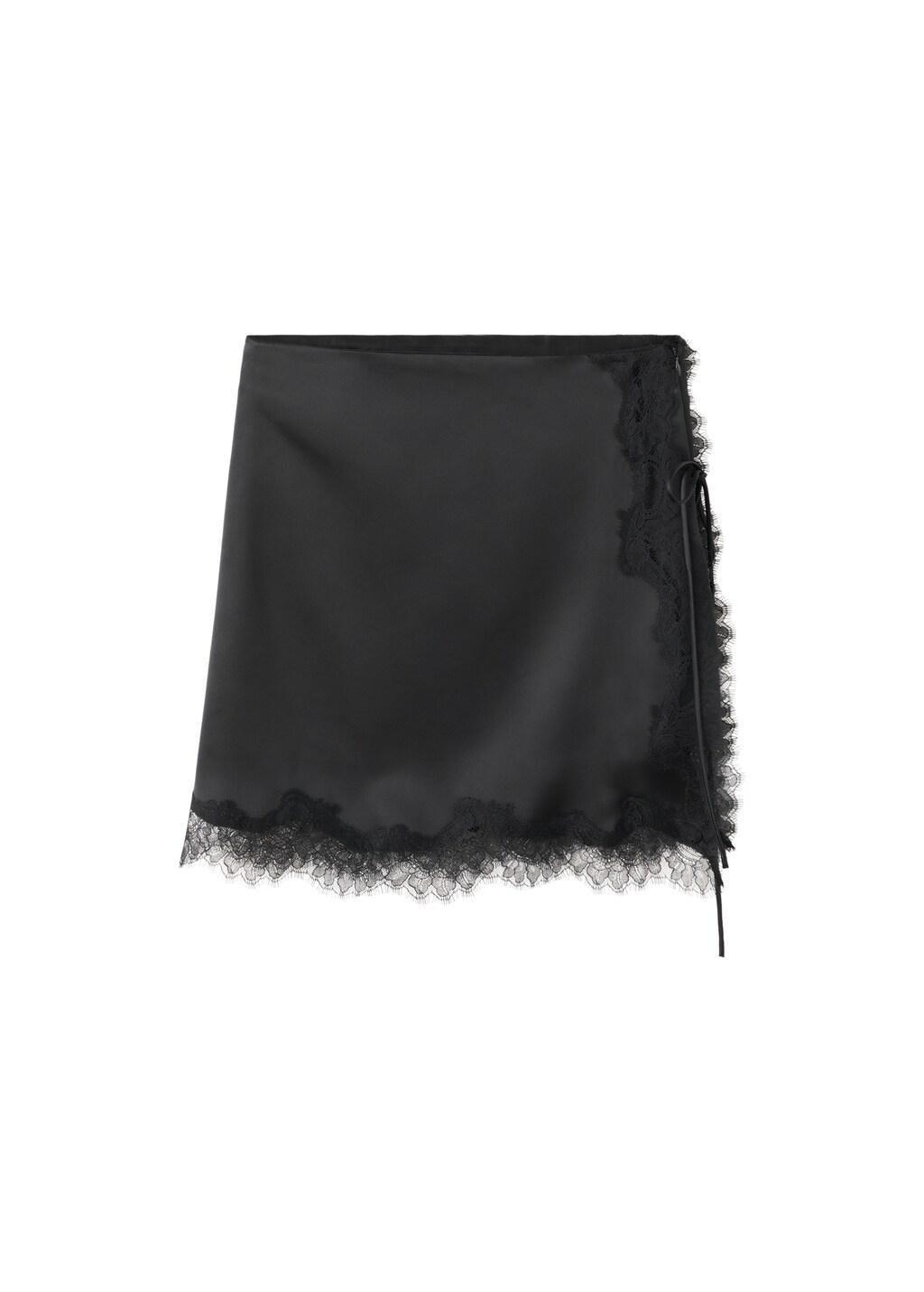 Black Lace Slip Skirt, Black, large image number 6