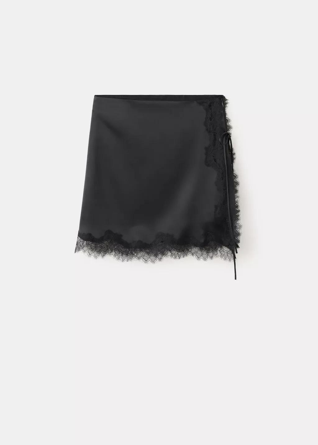 Black Lace Slip Skirt, Black, large image number 7