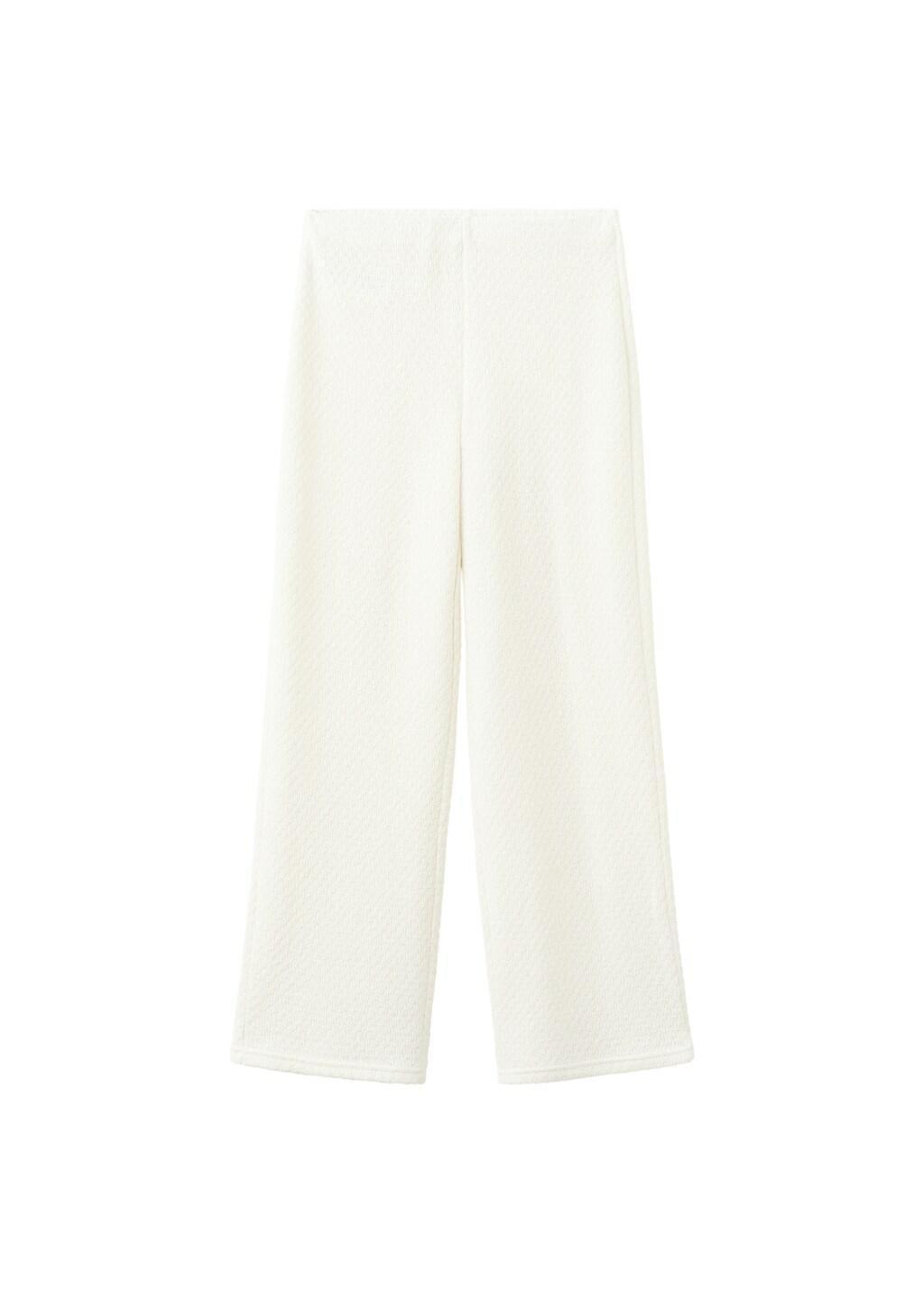 Beige Straight Knitted Trousers, 0201_05, large image number 6