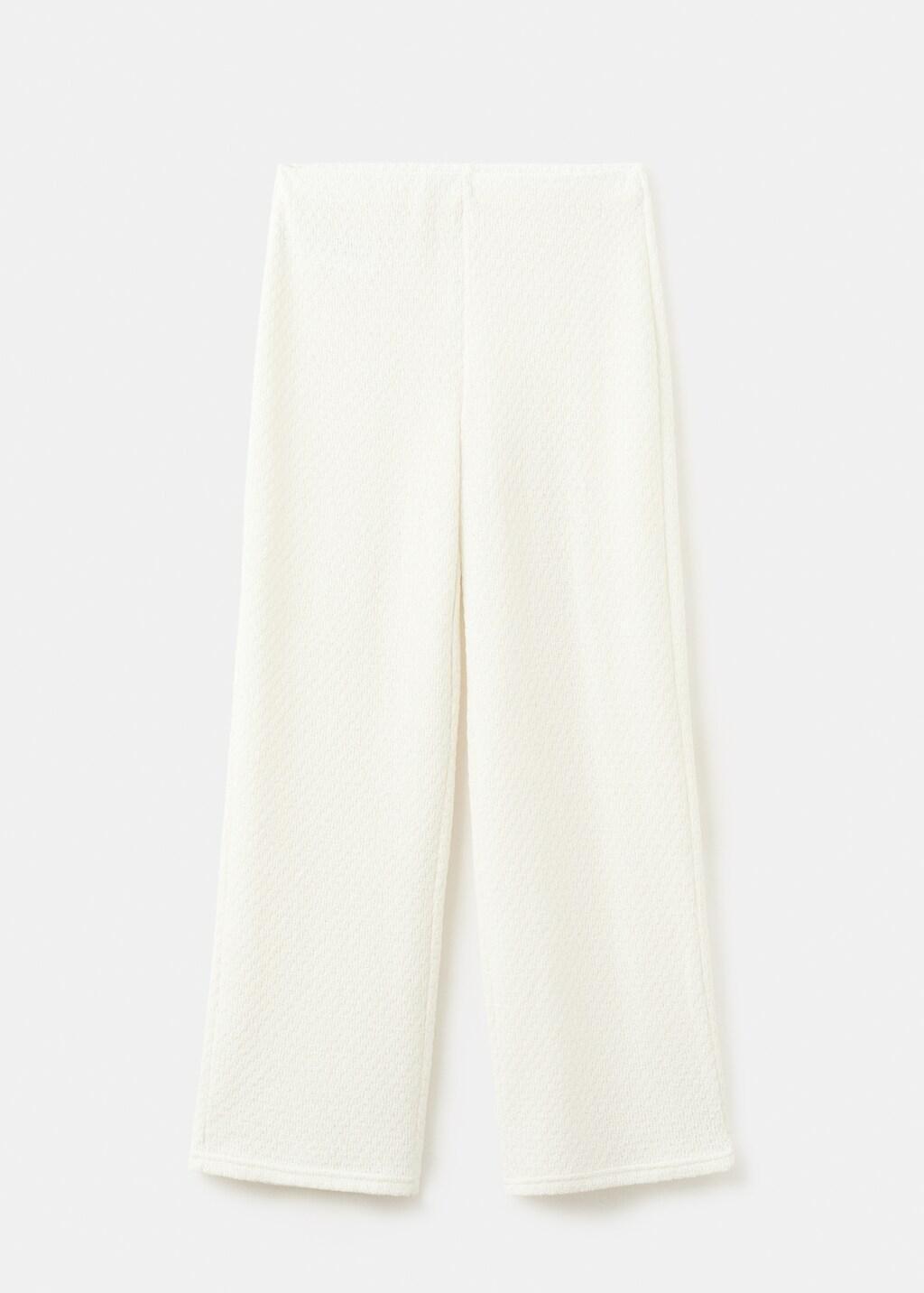 Beige Straight Knitted Trousers, 0201_05, large image number 7
