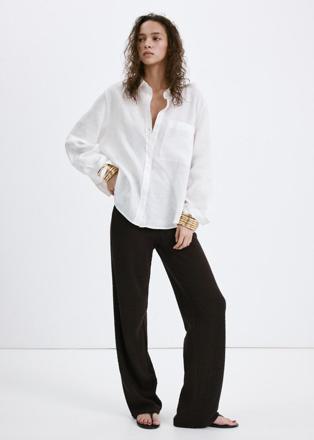 Brown Straight Knitted Trousers, 0201_30, large image number 0