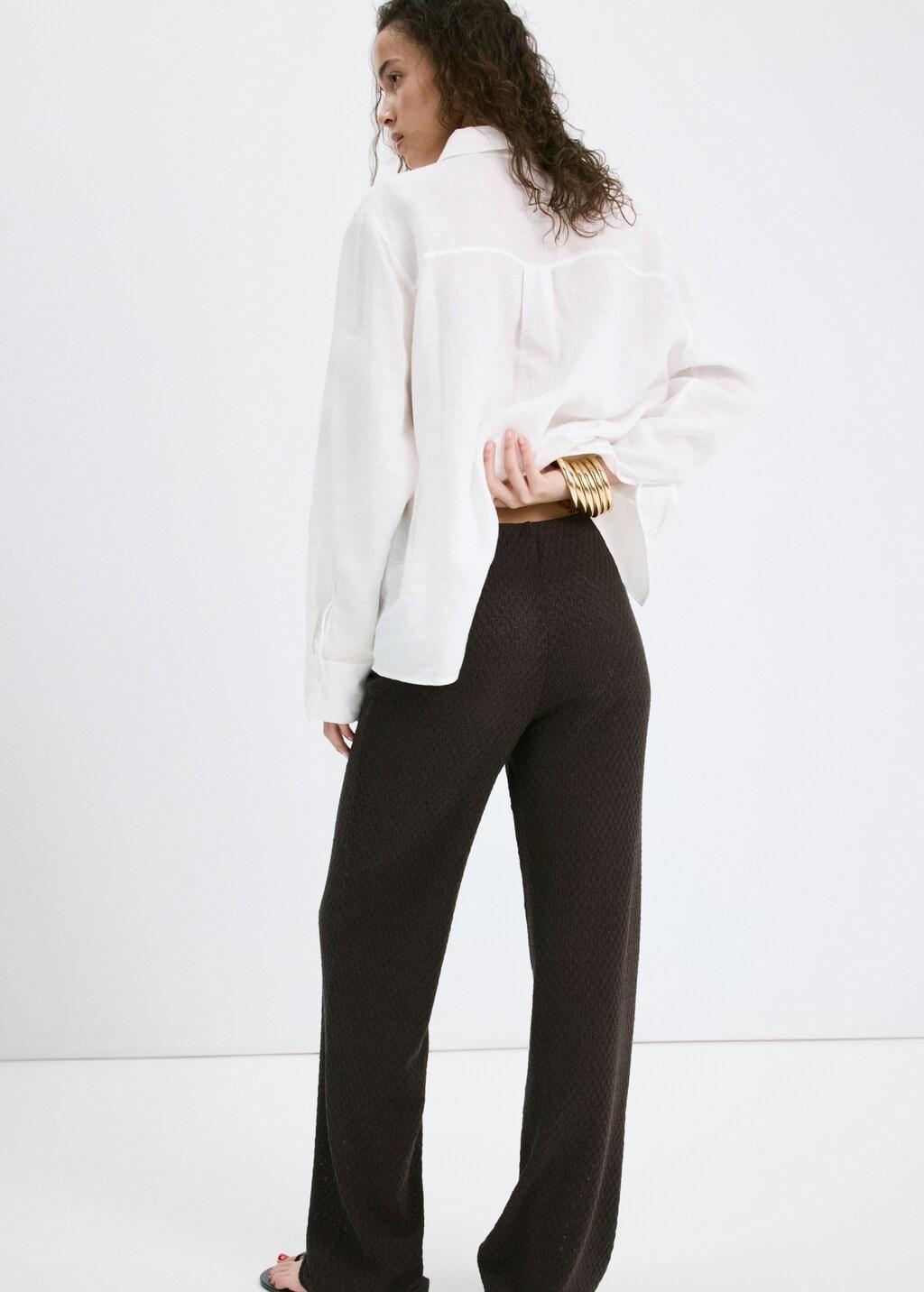 Brown Straight Knitted Trousers, 0201_30, large image number 2