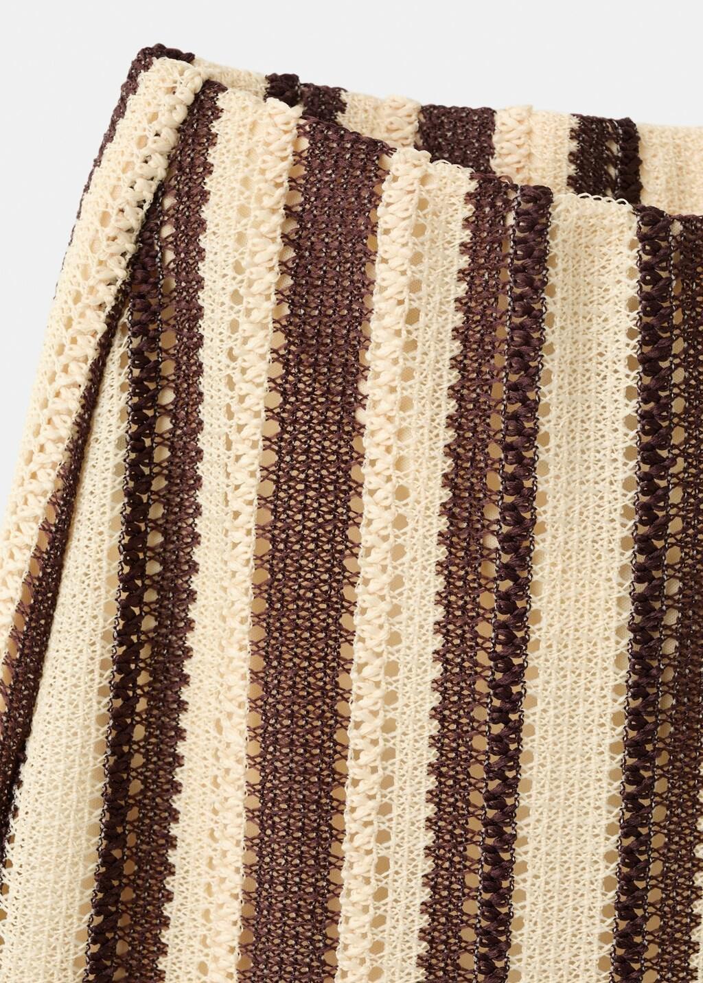 Brown Striped Openwork Knit Pants, 0201_30, large image number 1