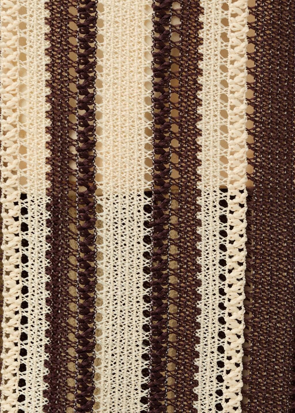 Brown Striped Openwork Knit Pants, 0201_30, large image number 5
