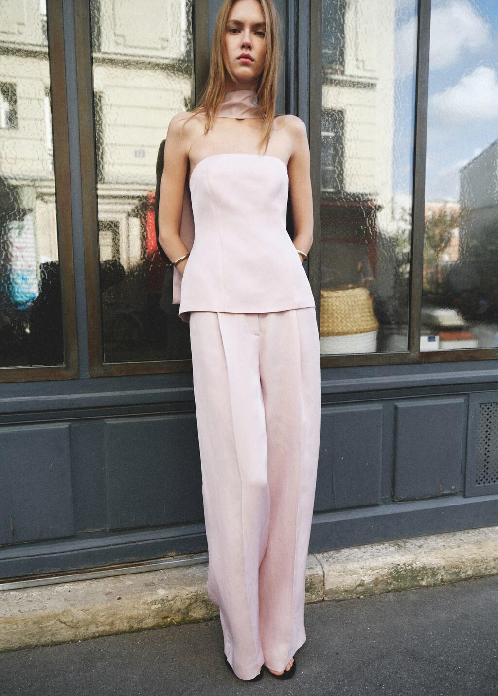 Purple Lt Pastel Straight-Fit Linen Suit Trousers, 0201_68, large image number 0