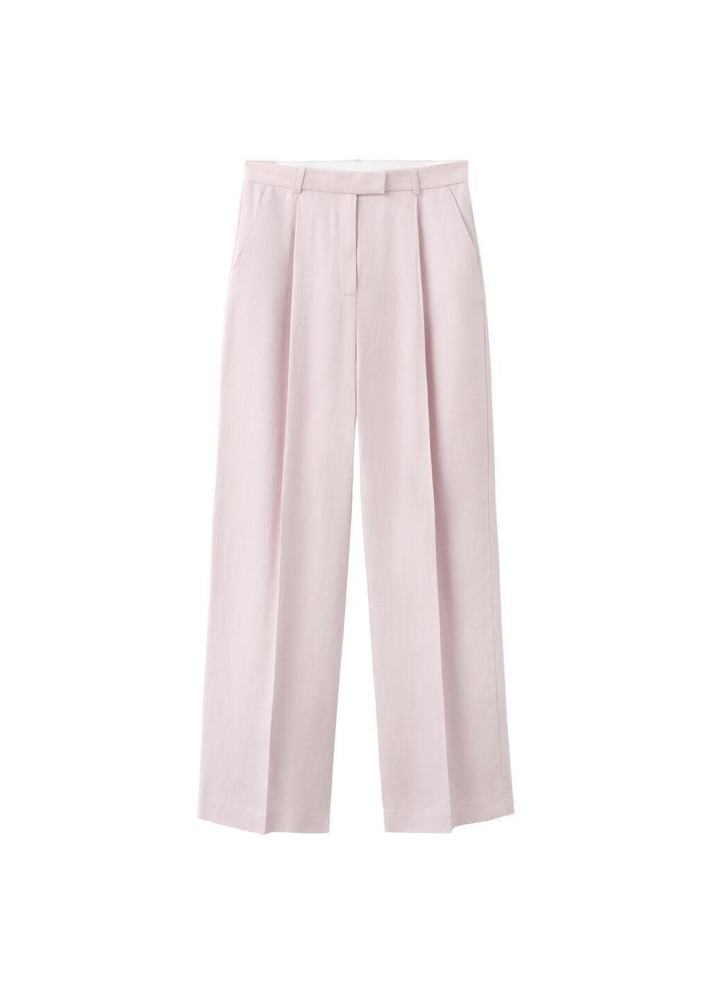 Purple Lt Pastel Straight-Fit Linen Suit Trousers, 0201_68, large image number 6