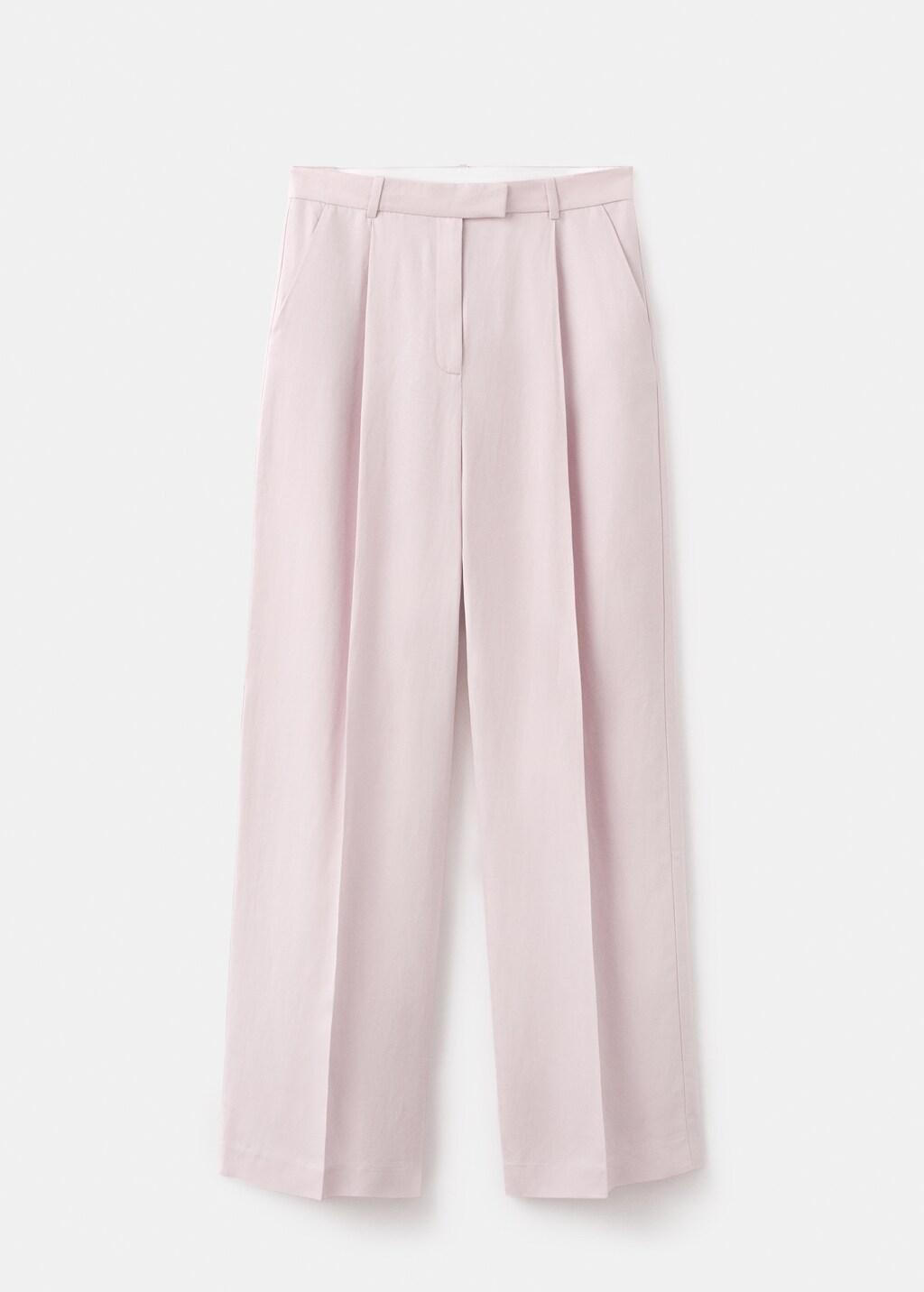 Purple Lt Pastel Straight-Fit Linen Suit Trousers, 0201_68, large image number 7