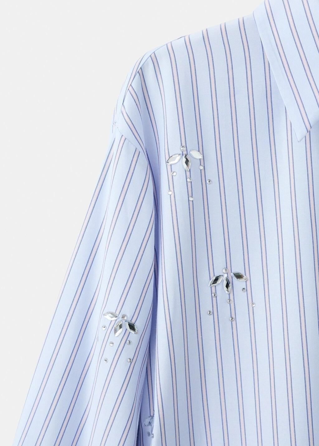 Blue Lt Pastel Striped Shirt With Rhinestone Detail, 0201_50, large image number 5