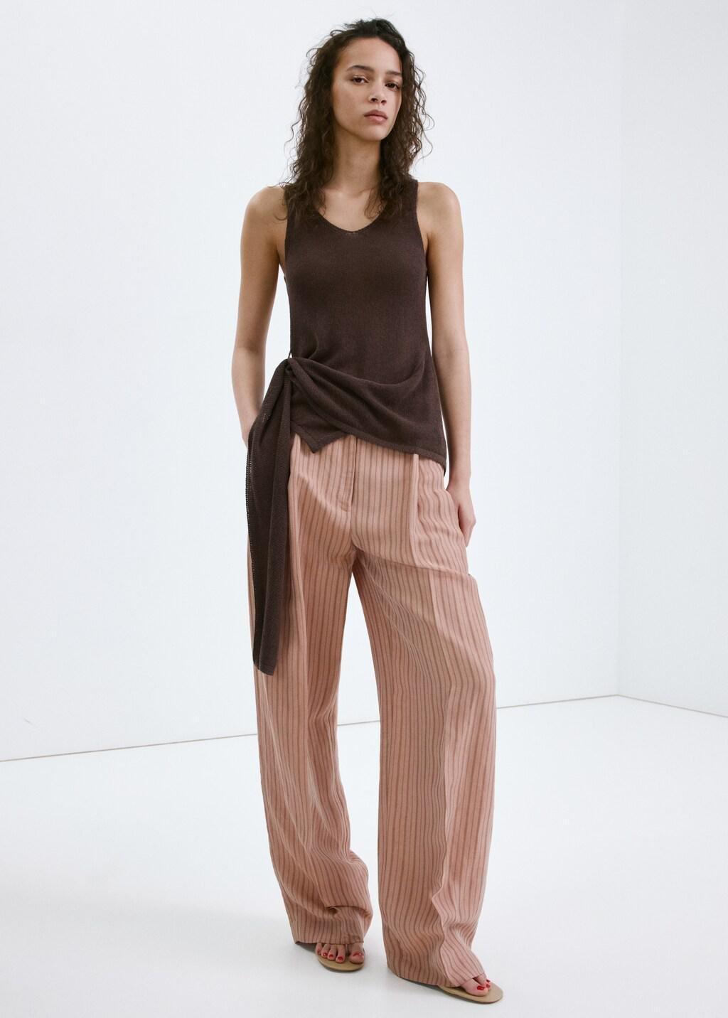 Brown Knitted Top With Knot Detail, 0201_32, large image number 0
